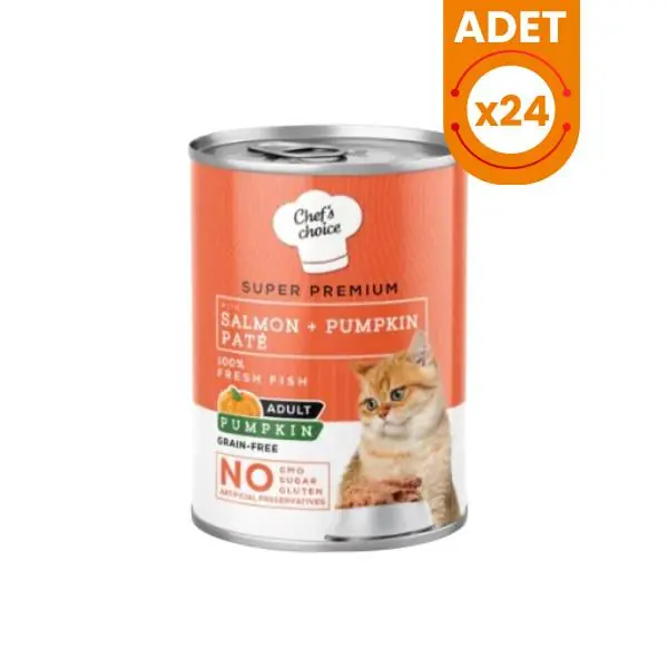 Chefs Choice Somonlu ve Balkabaklı Tahılsız Ezme Yetişkin Konserve Kedi Maması