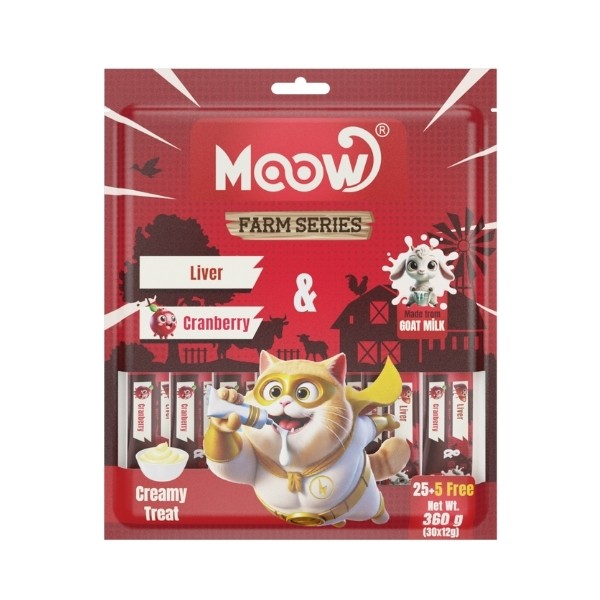 Moow Ciğerli Kızılcıklı ve Keçi Sütlü Yetişkin Sıvı Kedi Ödül Maması