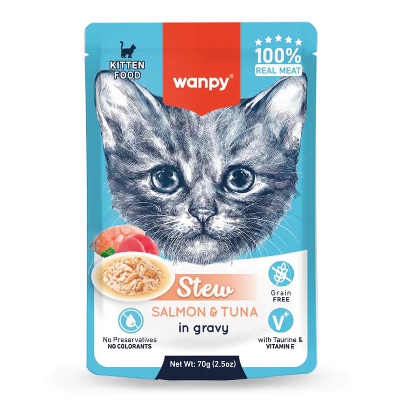 Wanpy Stew Salmon and Tuna in Sauce Kitten Wet Cat Food