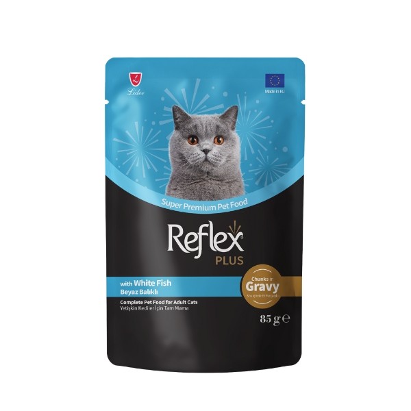 Reflex Plus Sos İçinde Beyaz Balıklı Pouch Yetişkin Konserve Kedi Maması