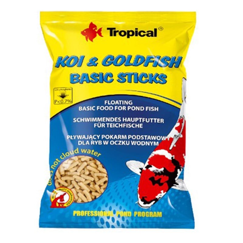 Tropical Koi Goldfish Basic Sticks Havuz Balıkları için Yüzücü Temel Balık Yemi 100 Ml