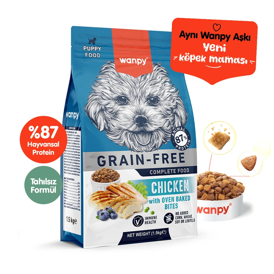 Wanpy Tavuklu Tahılsız Yavru Köpek Maması - 1.5 Kg