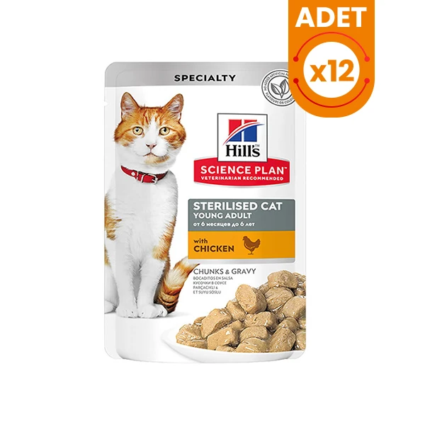 Hills Sterilised Tavuklu Pouch Kısırlaştırılmış Konserve Kedi Maması - 85 Gr 12 Adet