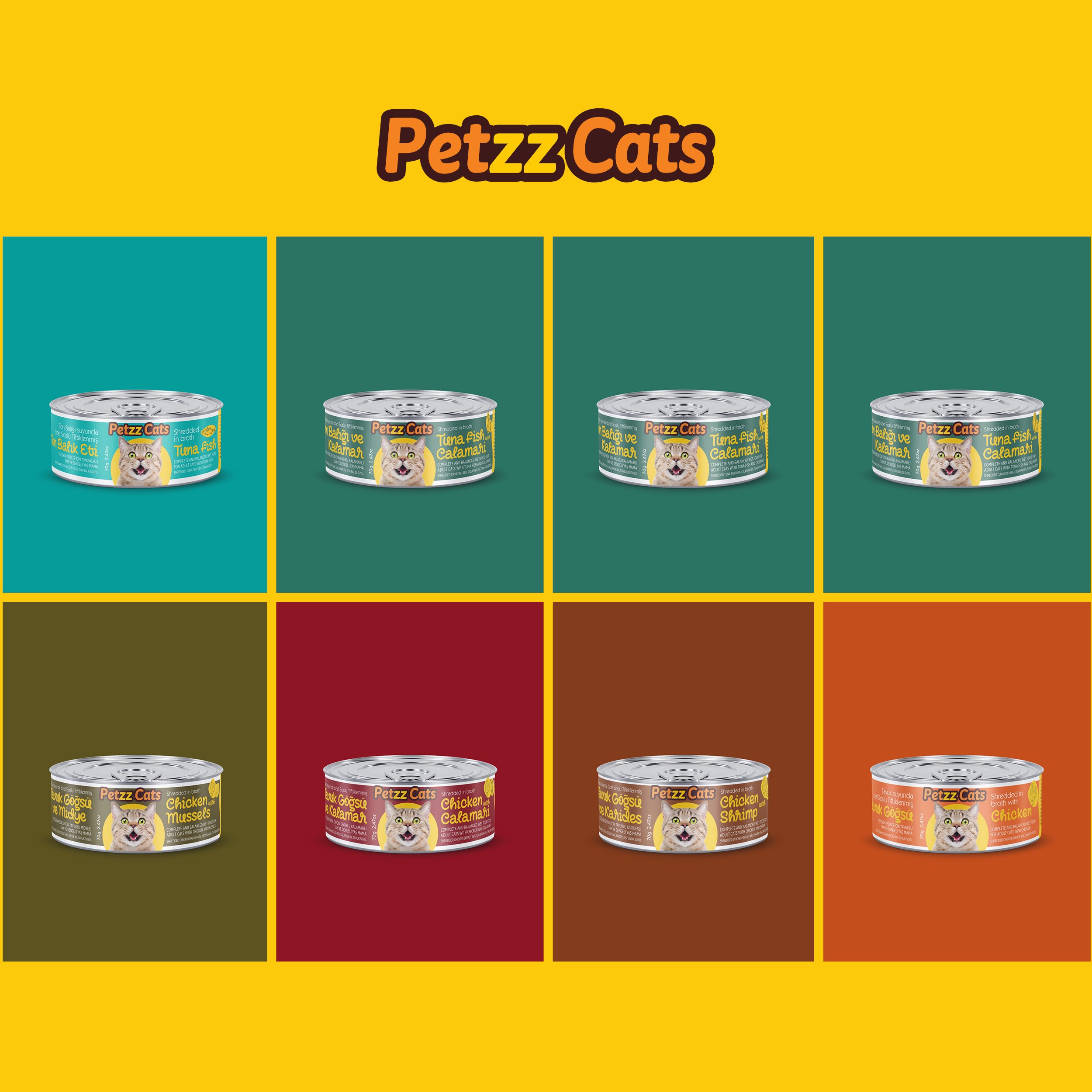 PetzzCats Ton Balığı & Kalamar Konserve Kedi Maması