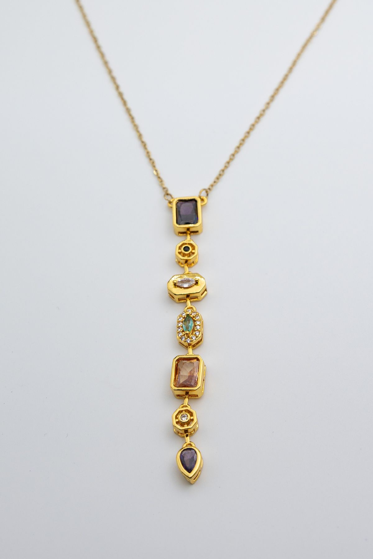 Orion 7 Elementli Geometrik Gold Y Kolye