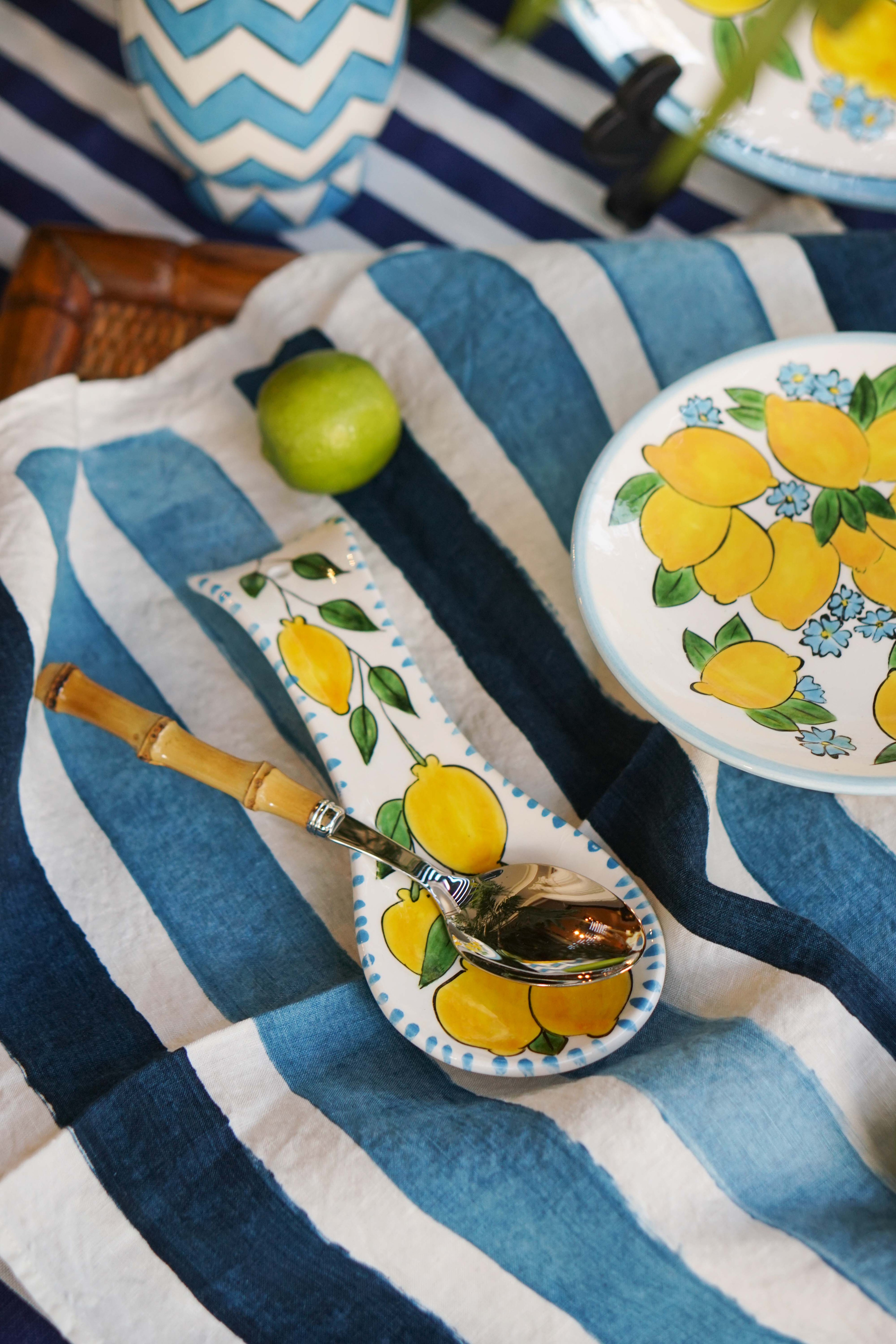Fiori 52 Amalfi Coast Collection Handmade Limon Desenli Beyaz Kaşıklık