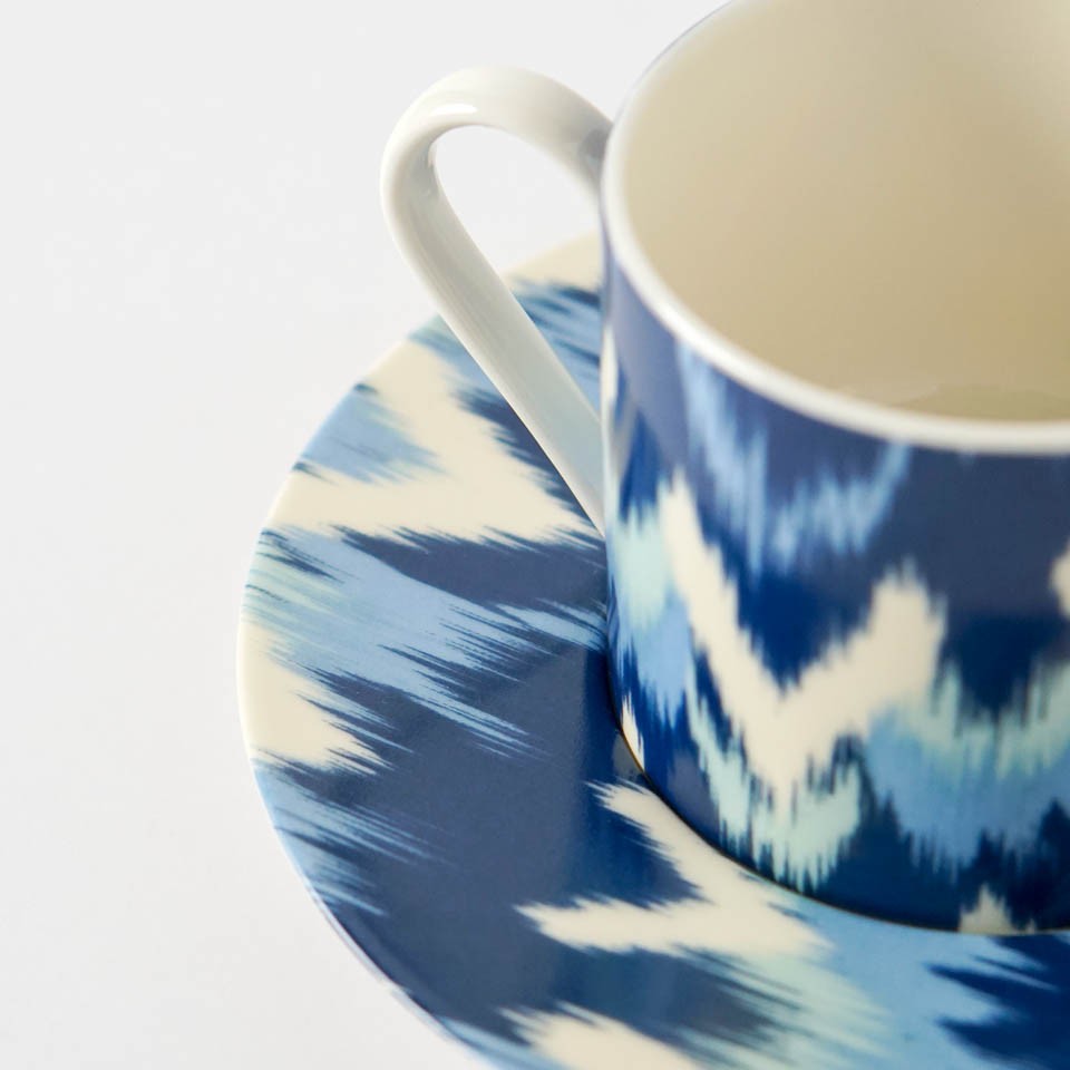 Fiori 52 İkat Collection Mavi Porselen Çay Fincanı