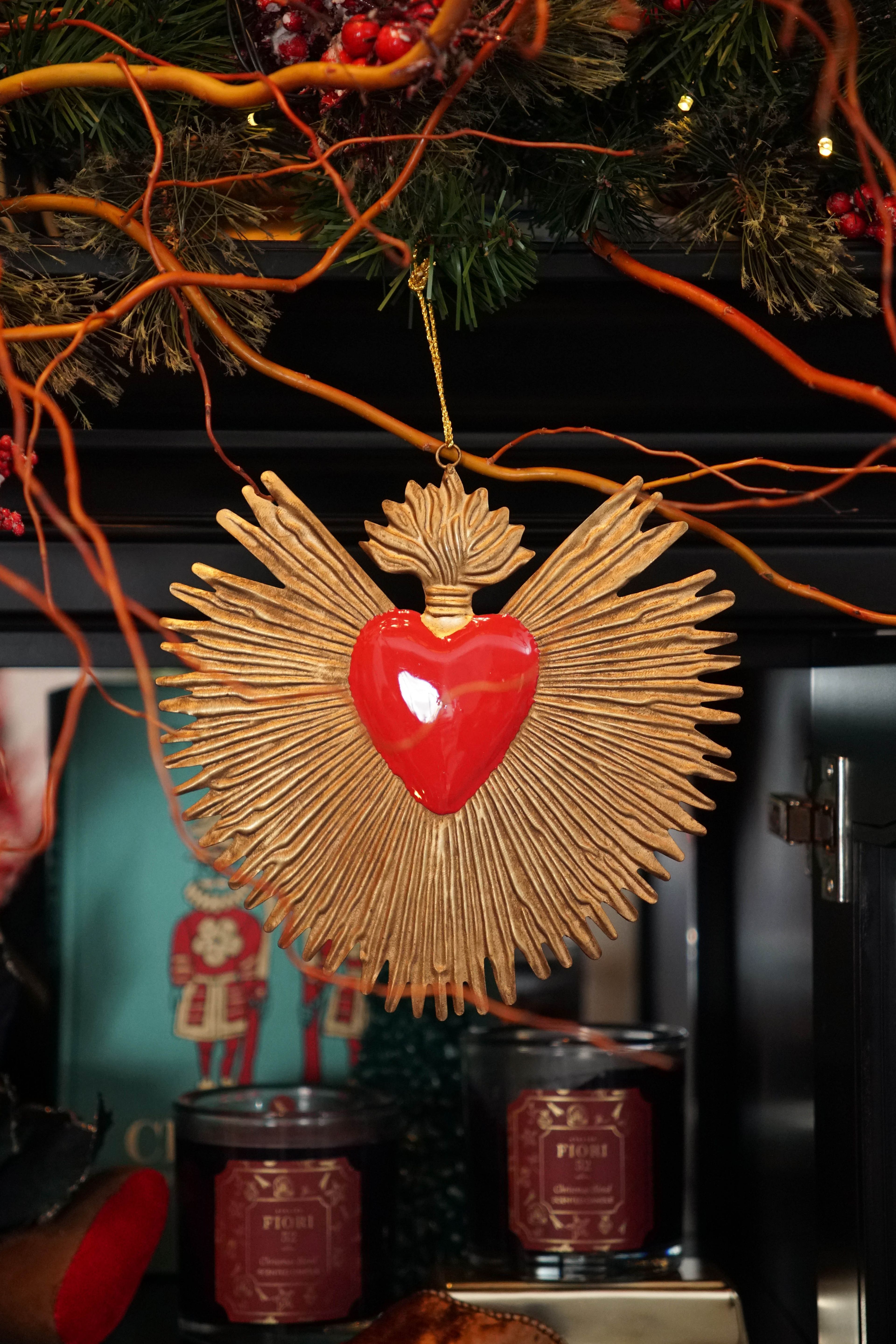 Fiori 52 Red & Gold Sunburst Milagro Ornament