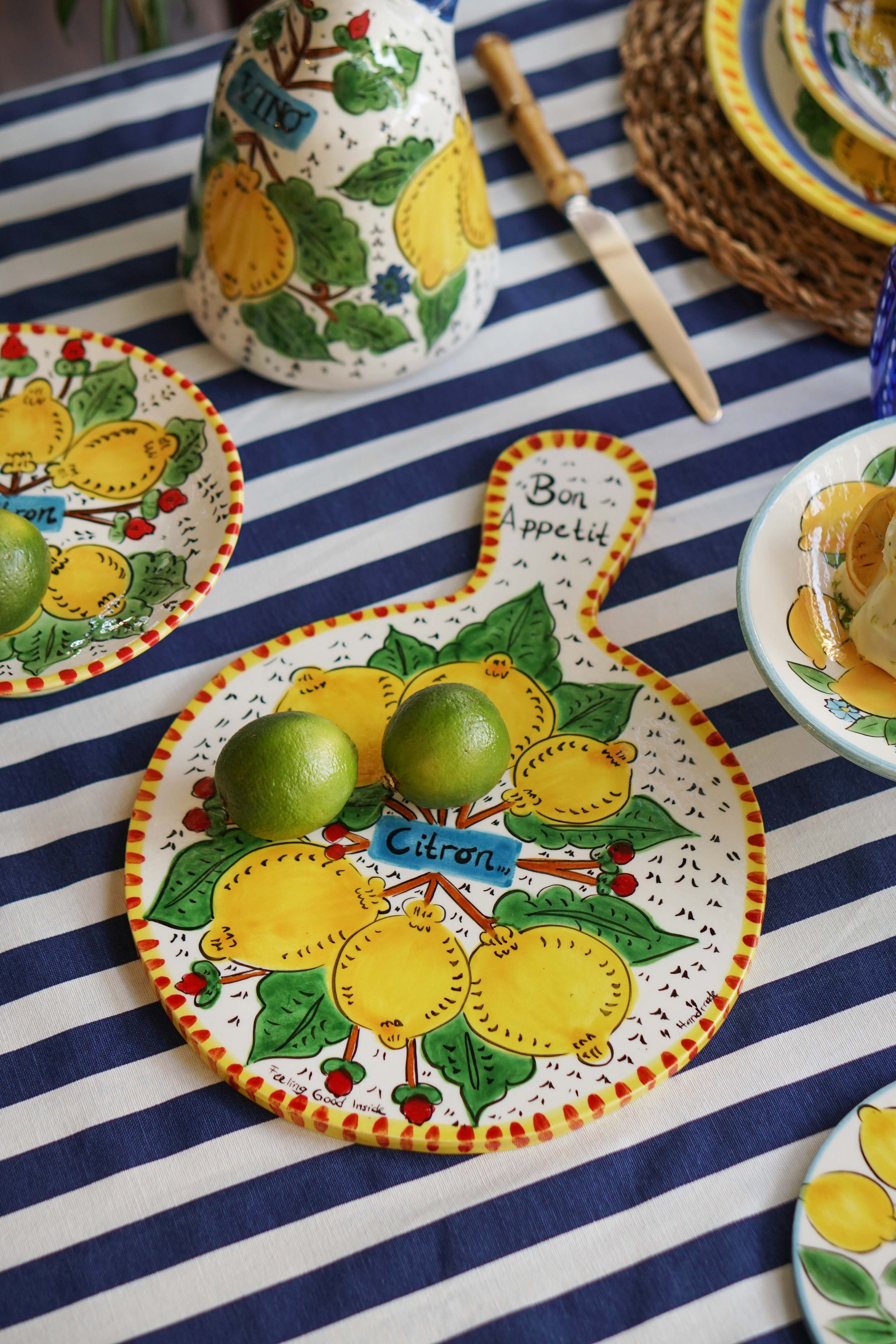 Fiori 52 Sicilian Lemon Collection Handmade Seramik Peynir Sunum Tabağı