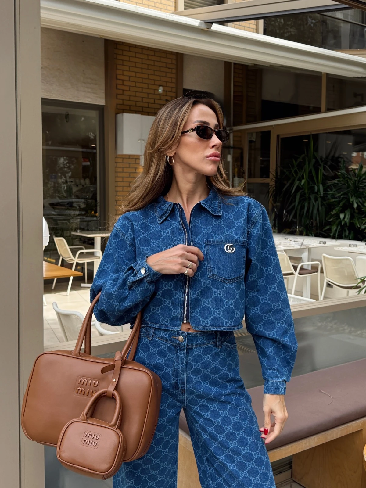 GUCCI YAKMA DESENLİ KOT TAKIM