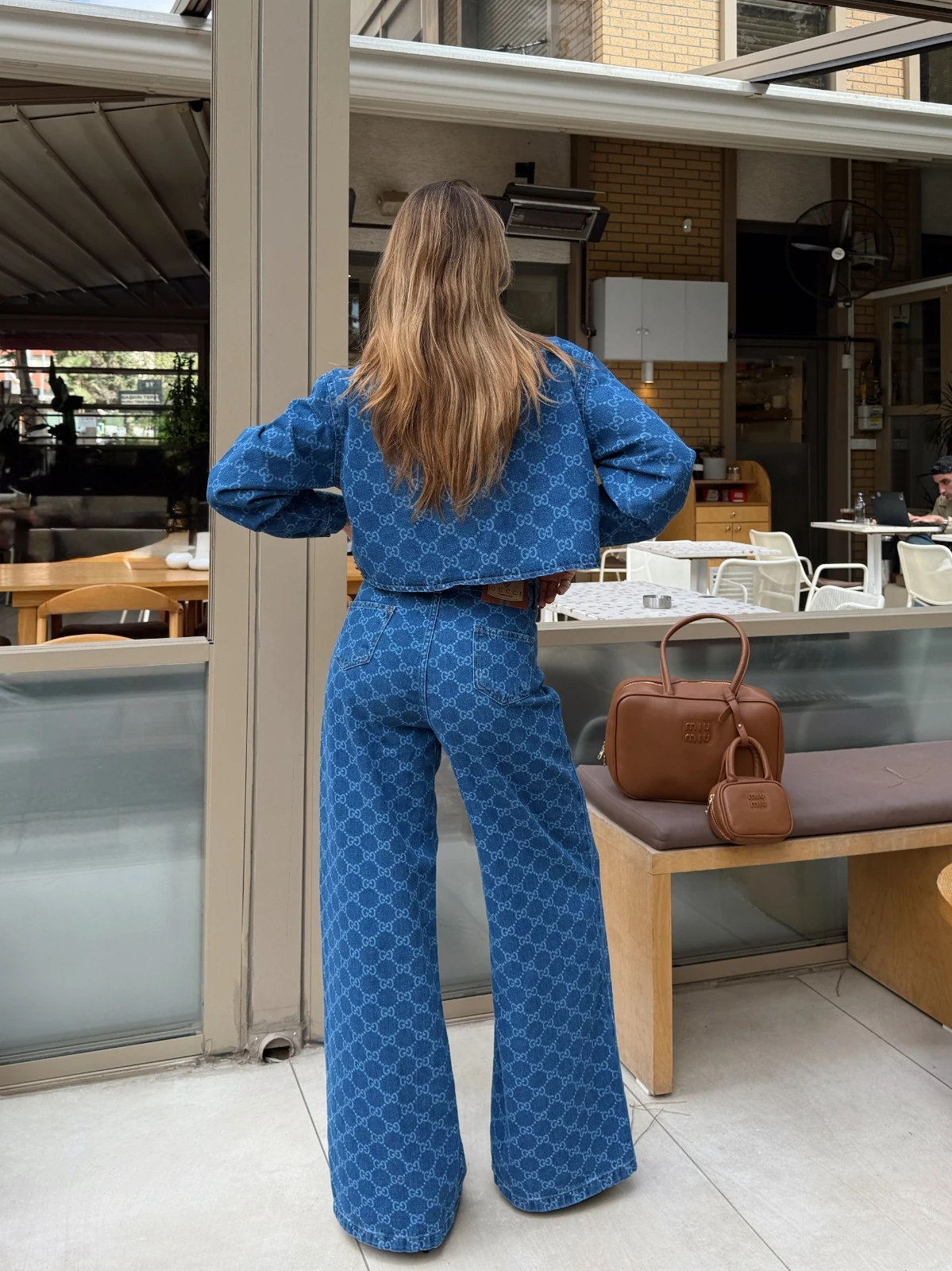 GUCCI YAKMA DESENLİ KOT TAKIM