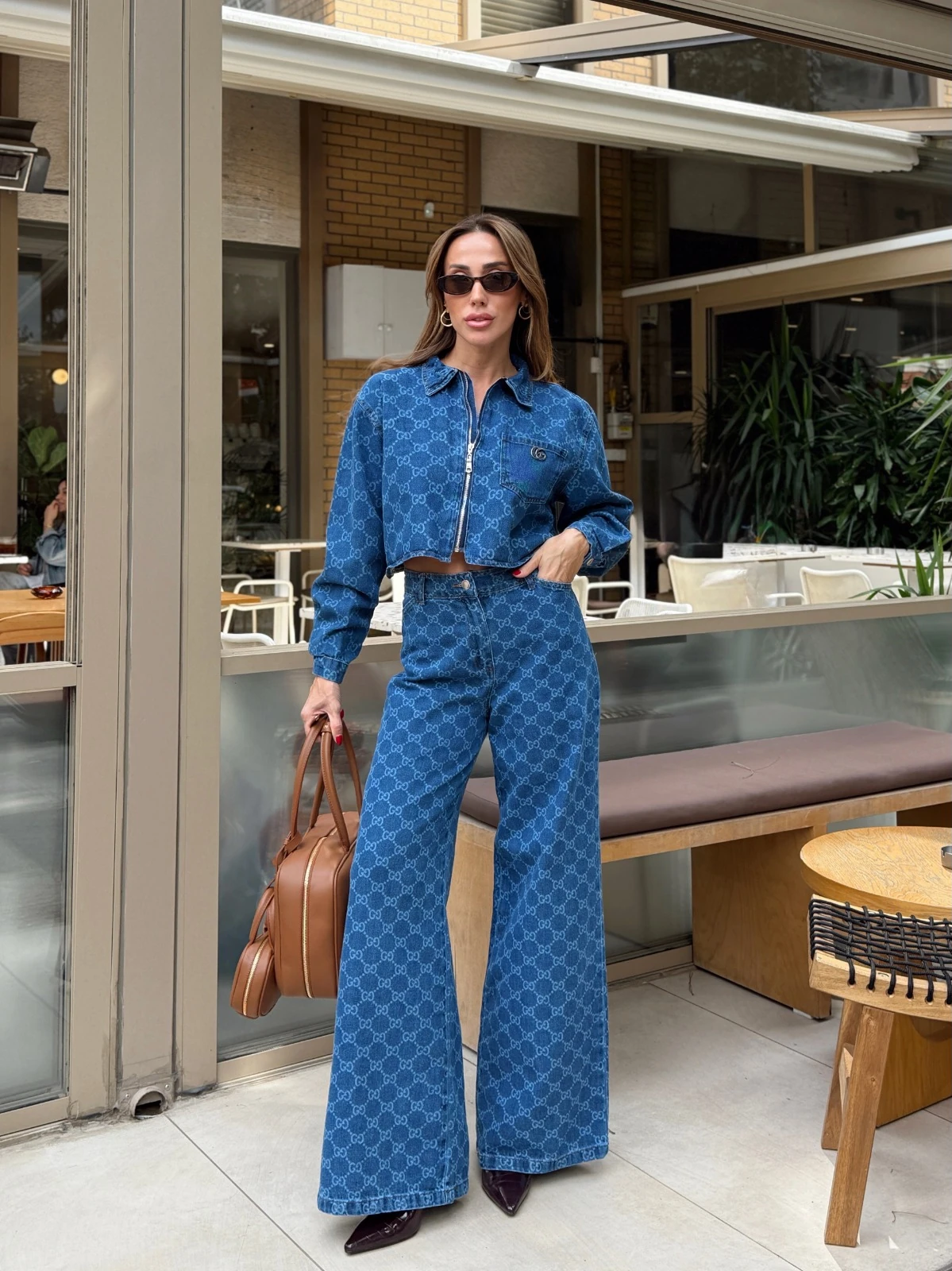 GUCCI YAKMA DESENLİ KOT TAKIM