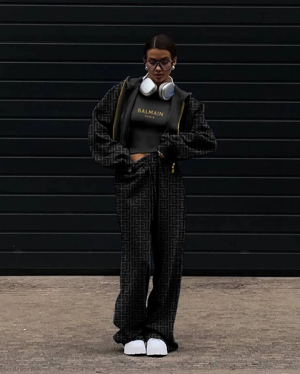 BALMAIN FLOKLU ÜÇLÜ TAKIM