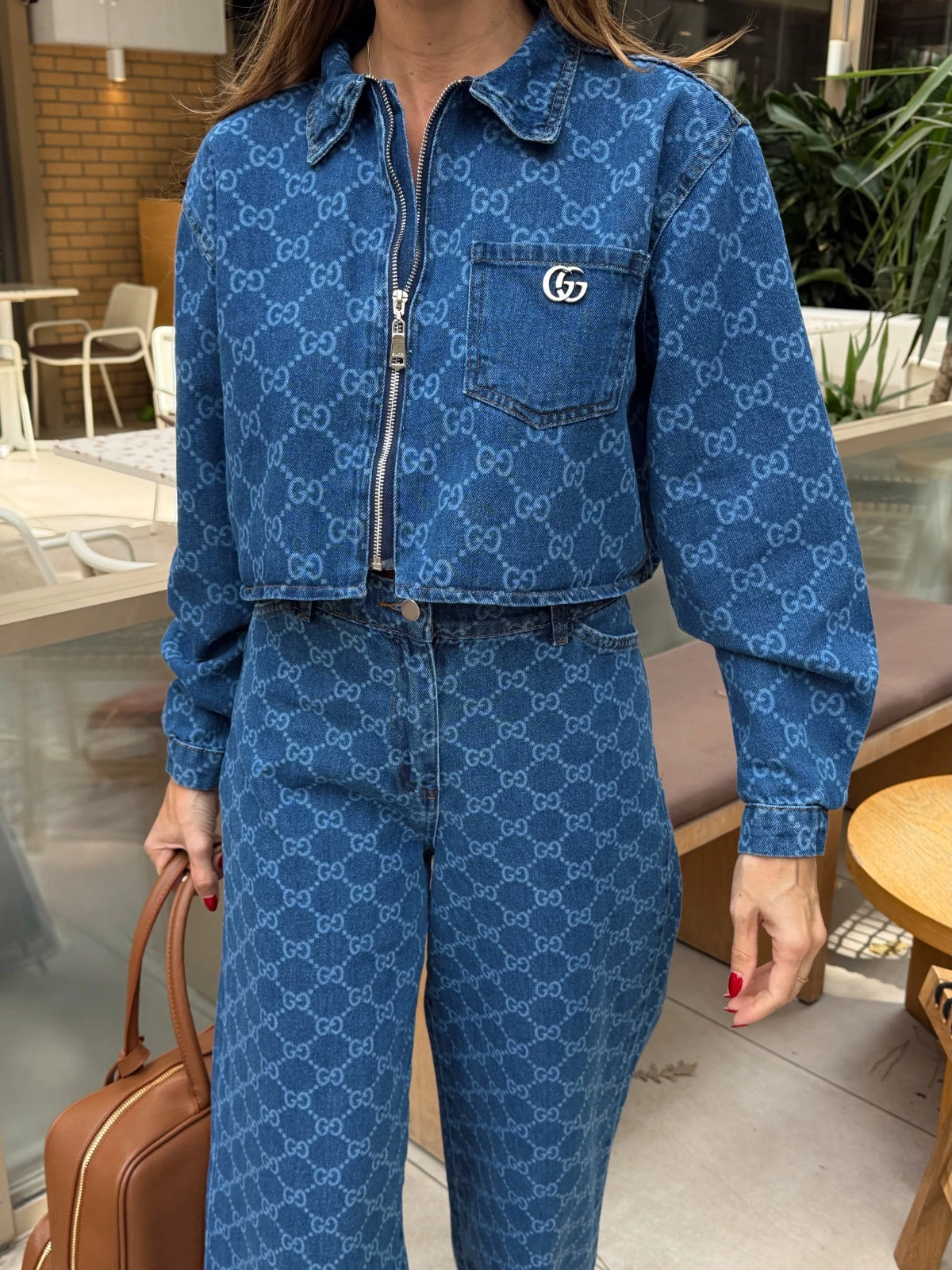 GUCCI YAKMA DESENLİ KOT TAKIM