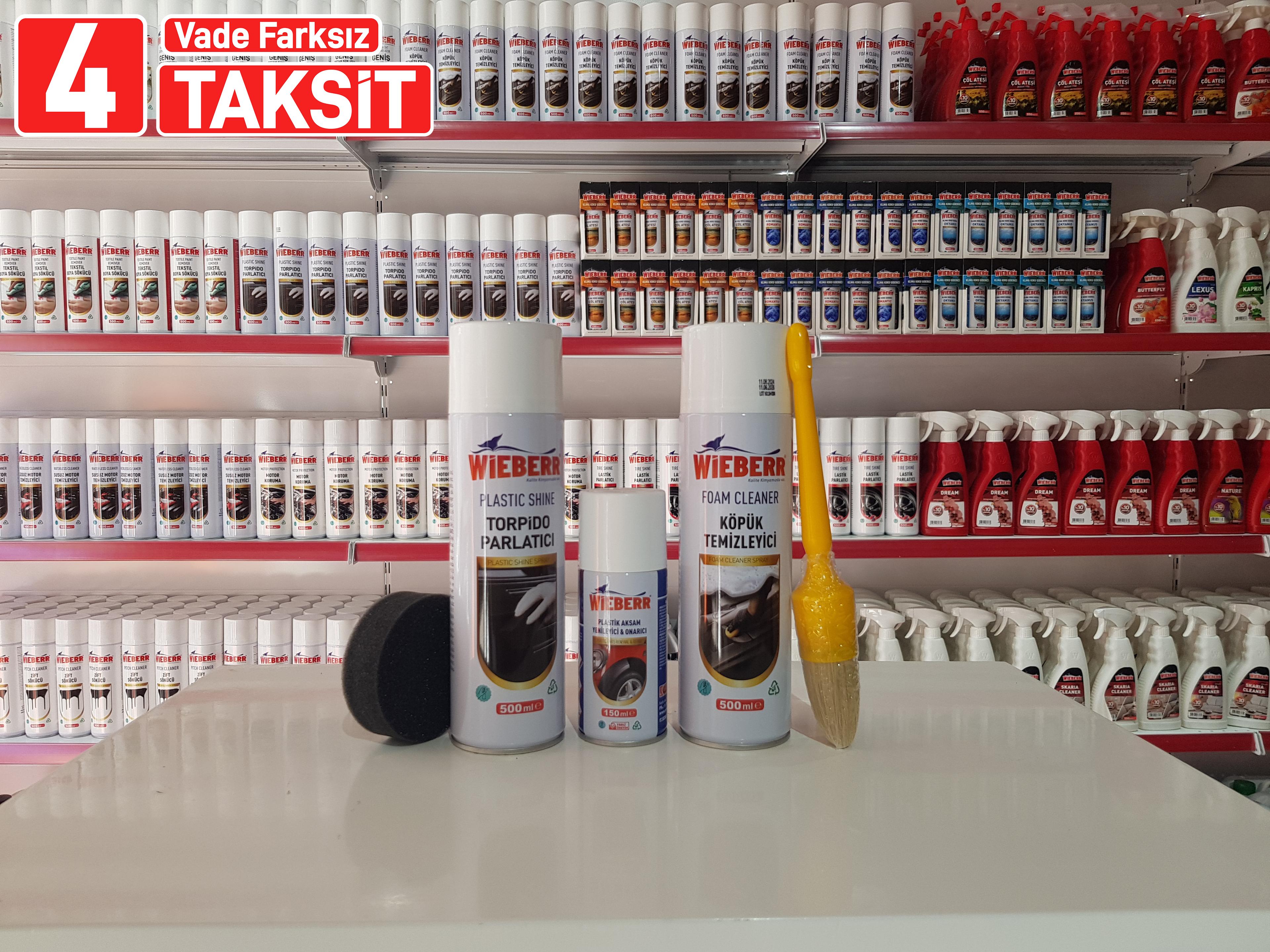 1 Adet Torpido Parlatıcı 500 CC + 1 Adet Köpük Temizleme 500 CC + Plastik Yenileyici & Onarıcı 150 Ml + Detay Fırçası + Uygulama Süngeri