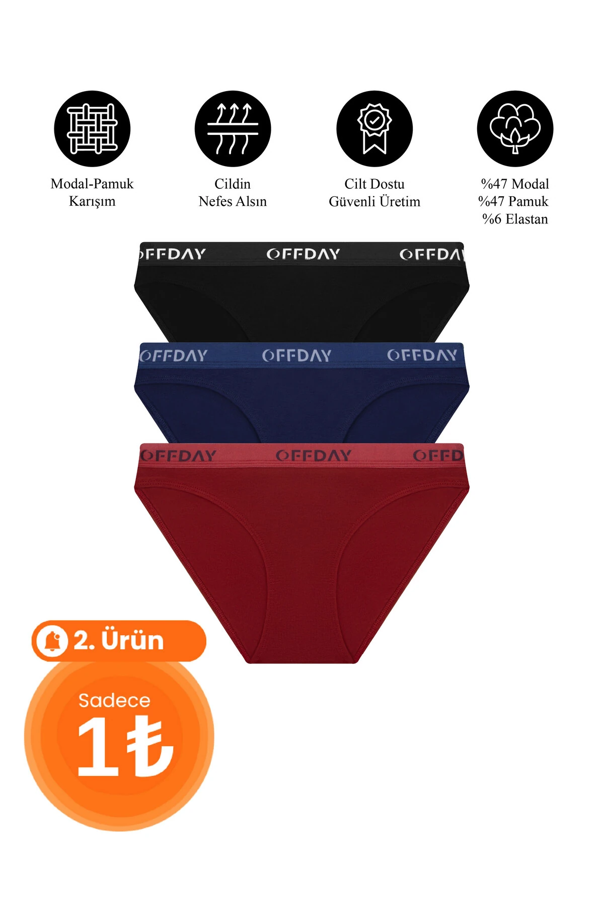 Essential Kadın Slip 3'lü - Modal Pamuk