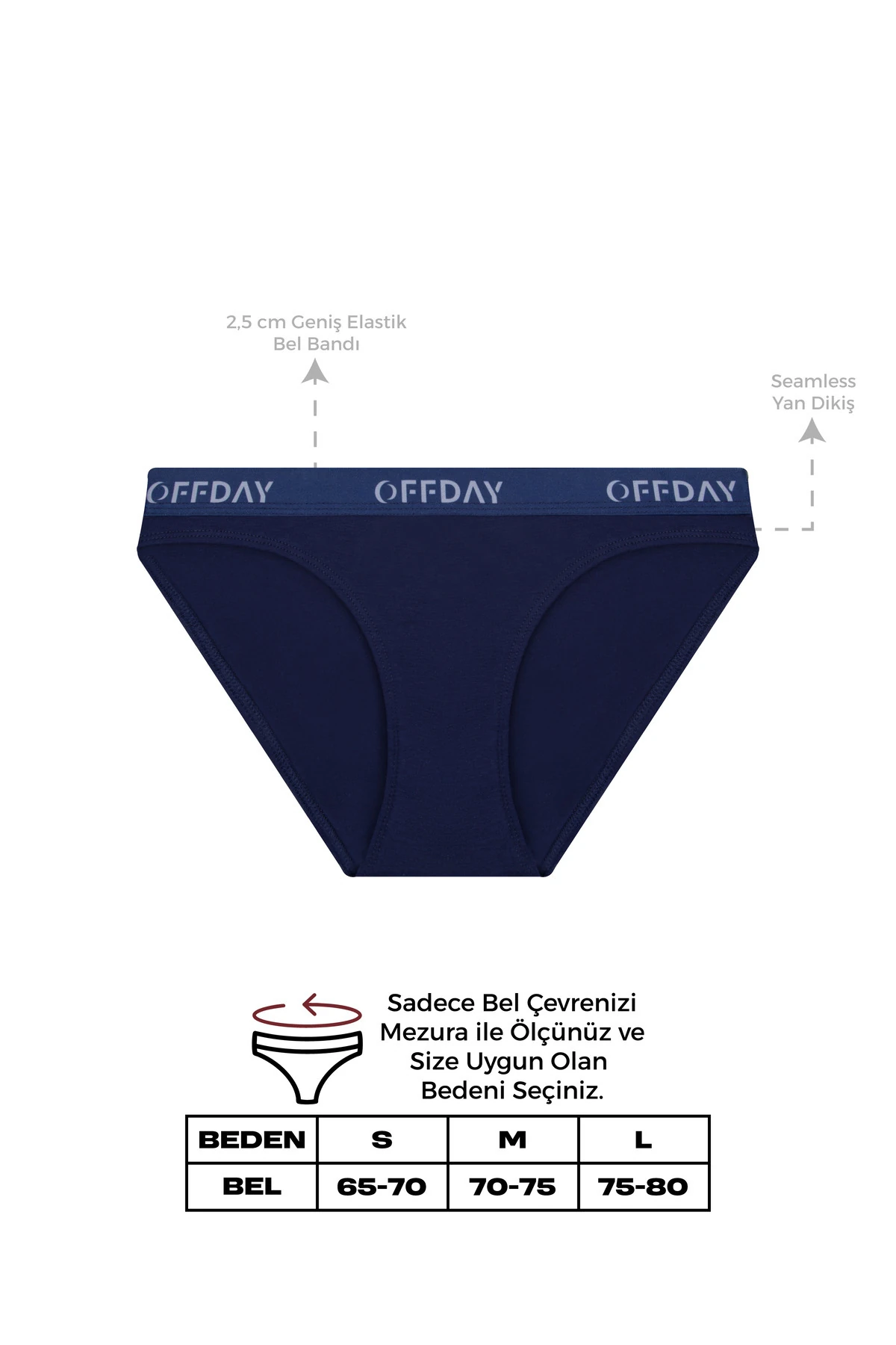 Essential Kadın Slip 3'lü - Modal Pamuk - Lacivert