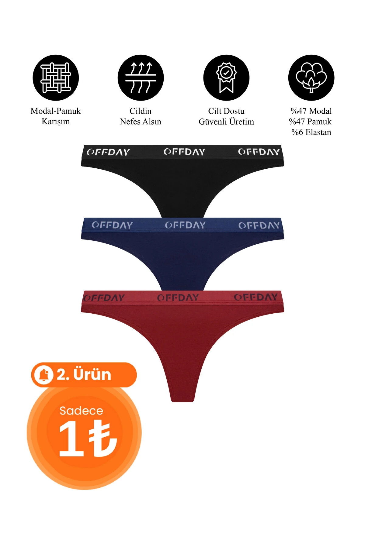 Essential Kadın Tanga 3'lü – Modal Pamuk