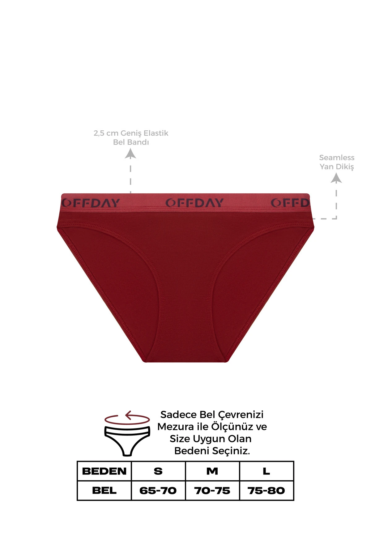 Essential Kadın Slip 3'lü - Modal Pamuk - Bordo