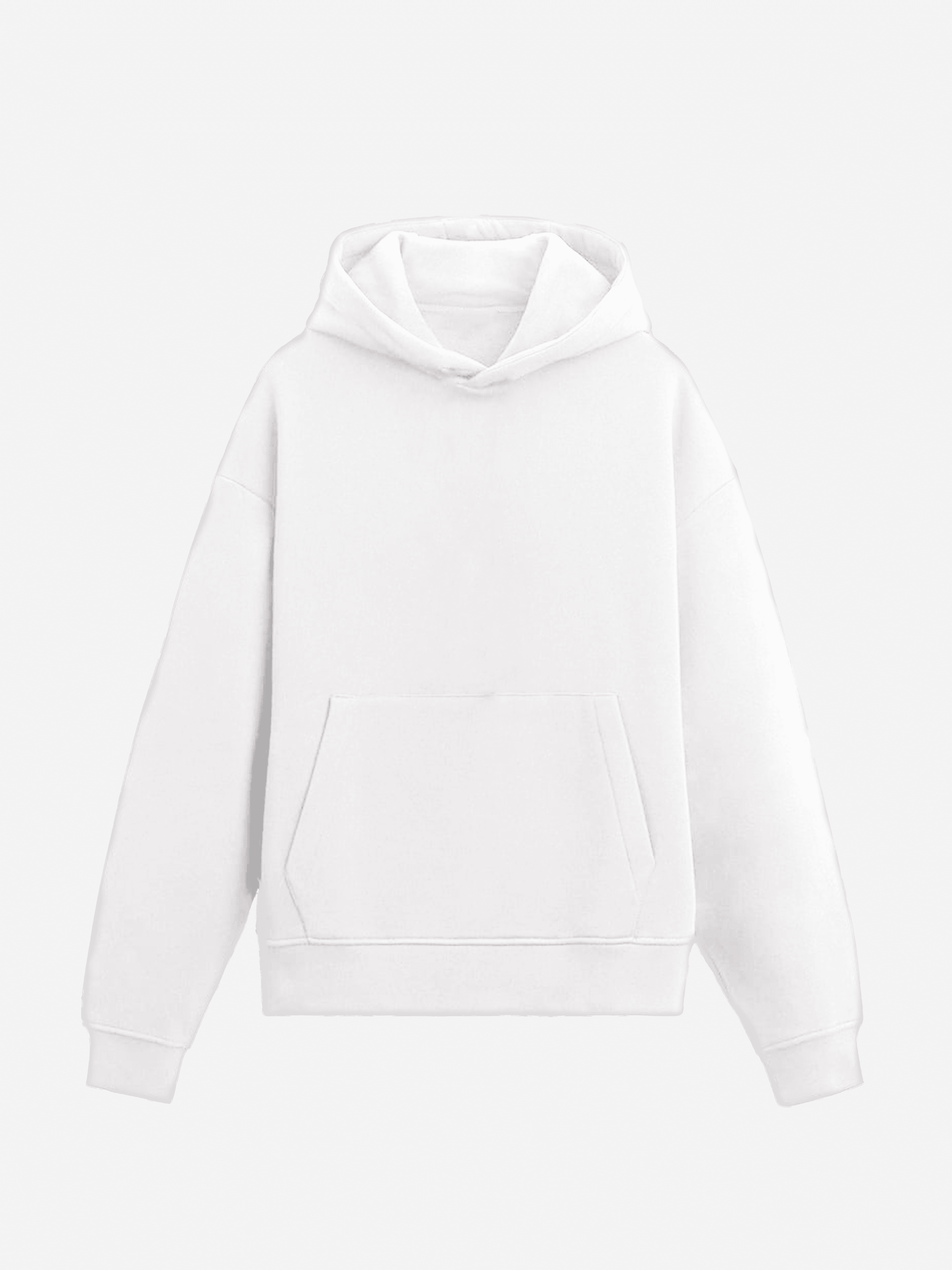 White Relaxed Fit Hoodie - Şardonsuz