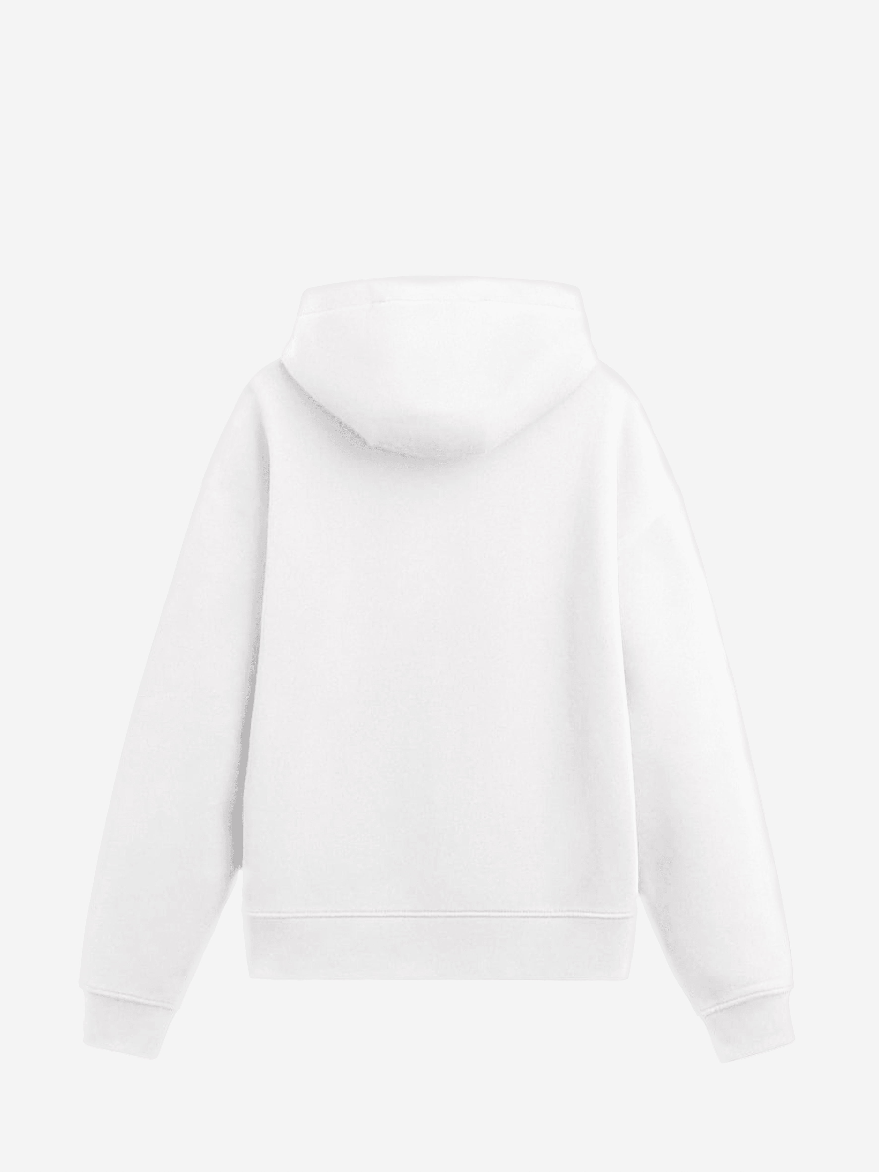 White Relaxed Fit Hoodie - Şardonsuz