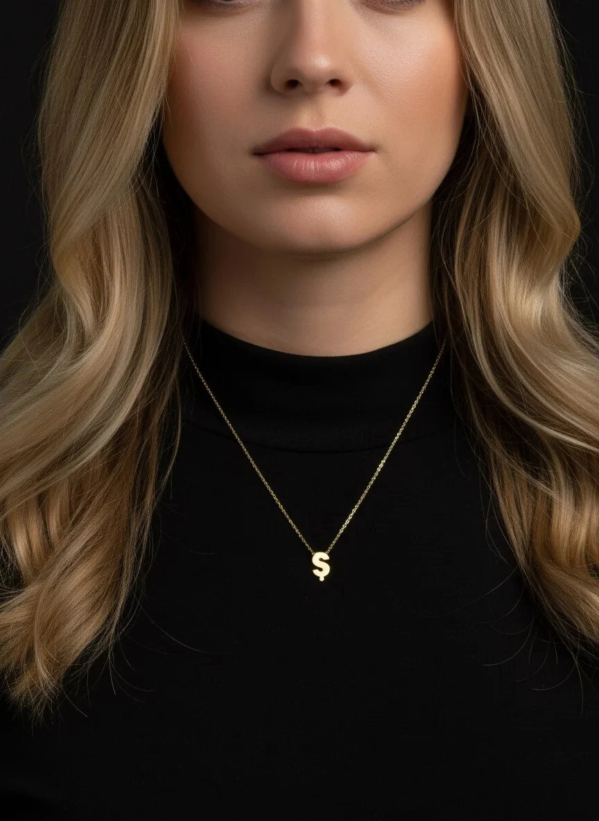 3 BOYUTLU Ş HARFİ ALTIN KOLYE