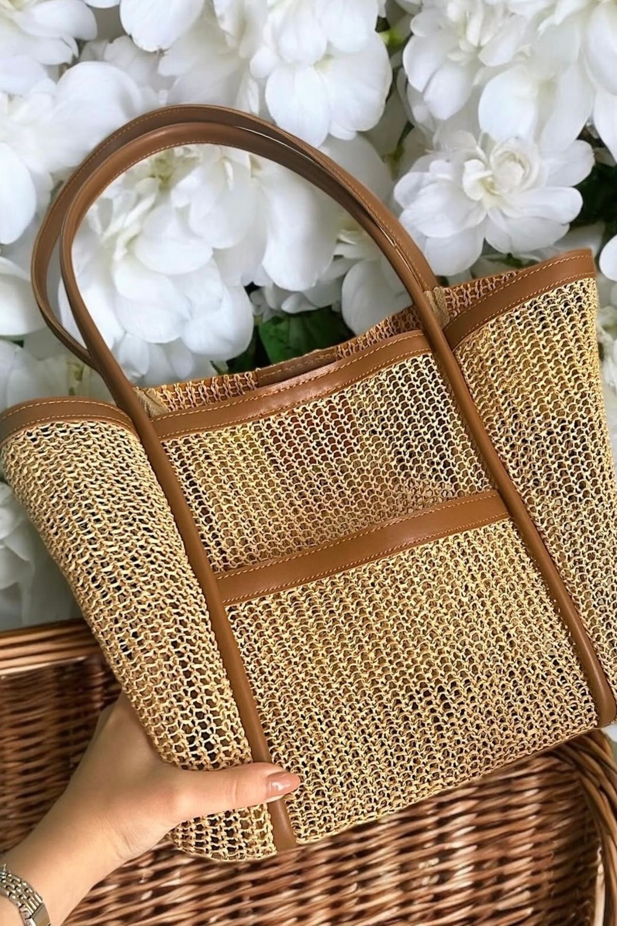 Premium Seri Günlük Hasır Çanta HS4975 - bej