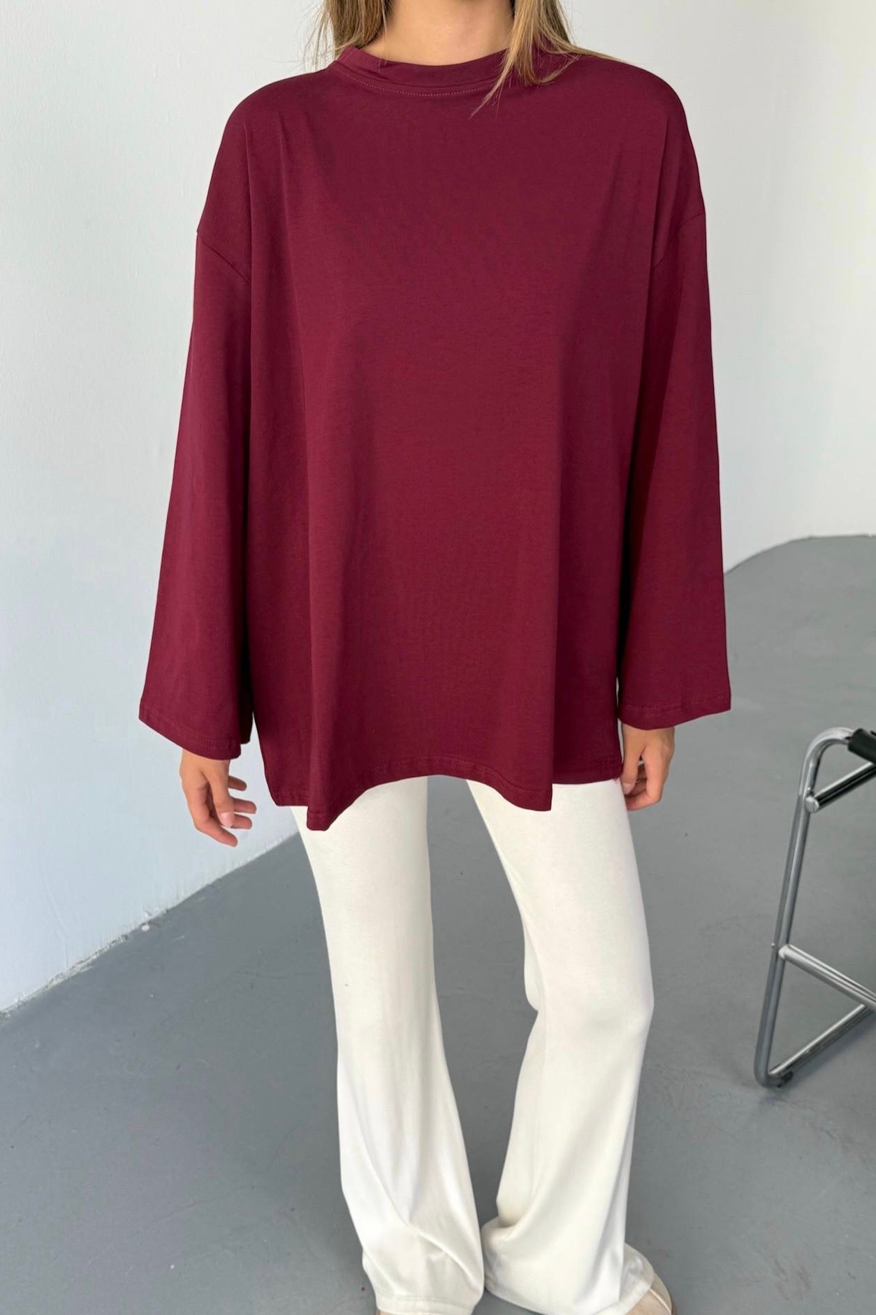 Uzun Kol Penye Basic X4551 - bordo