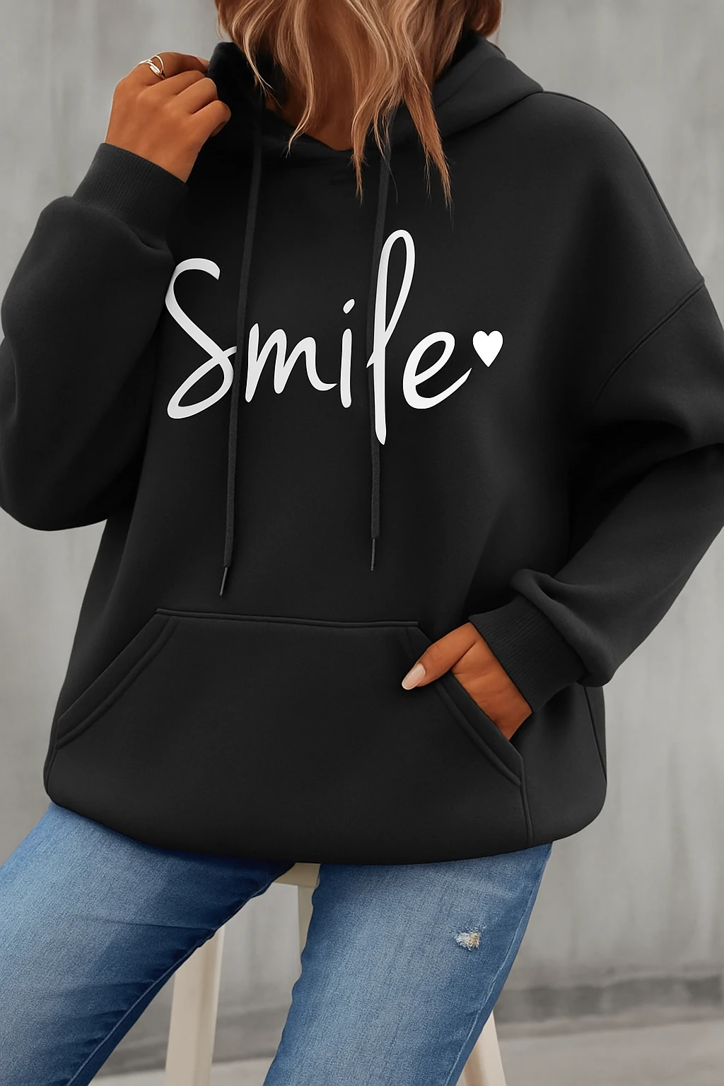 Smile Baskılı Puff Sweatshirt S4373