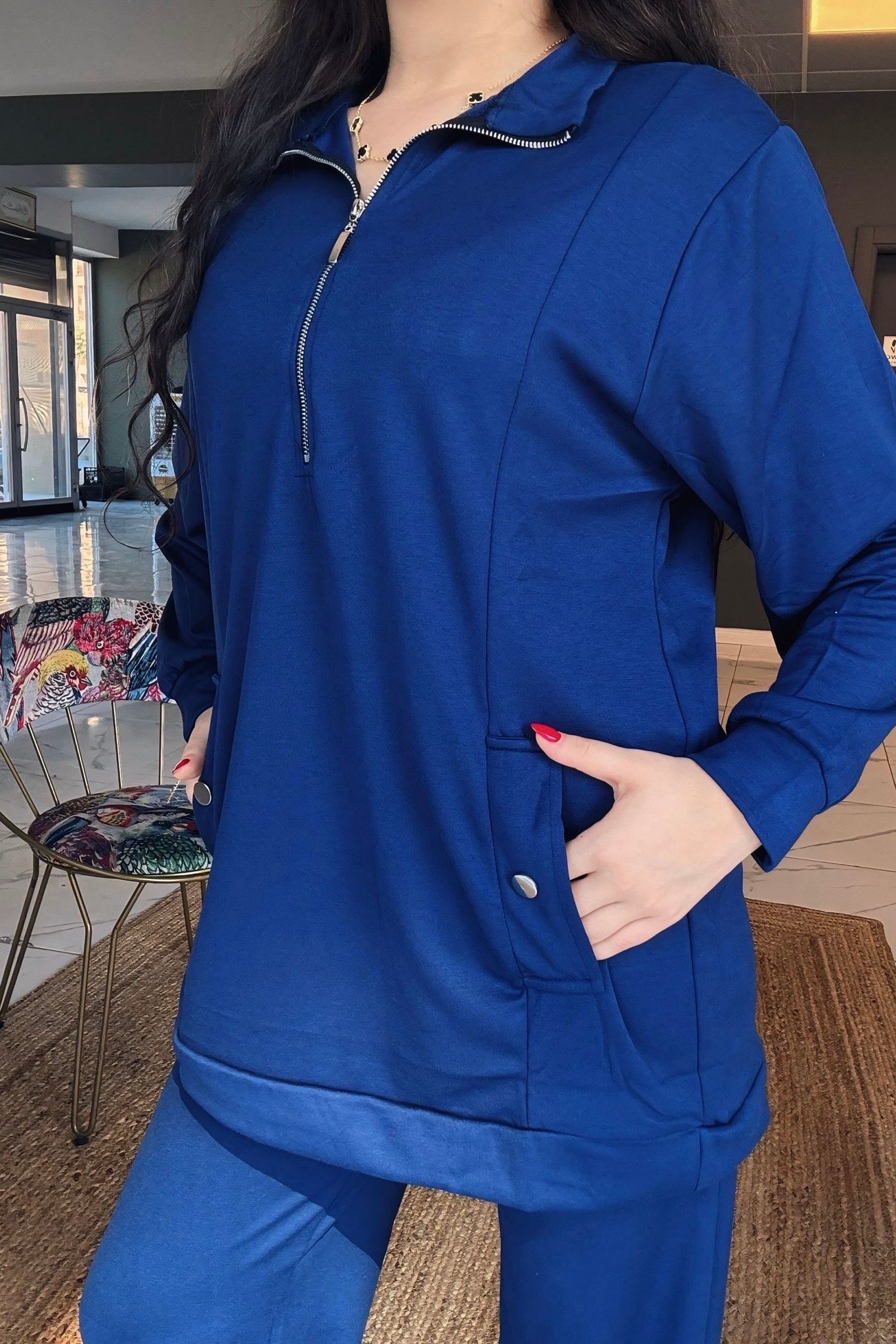 Modal Kumaş Tunik Takım R6766 - lacivert