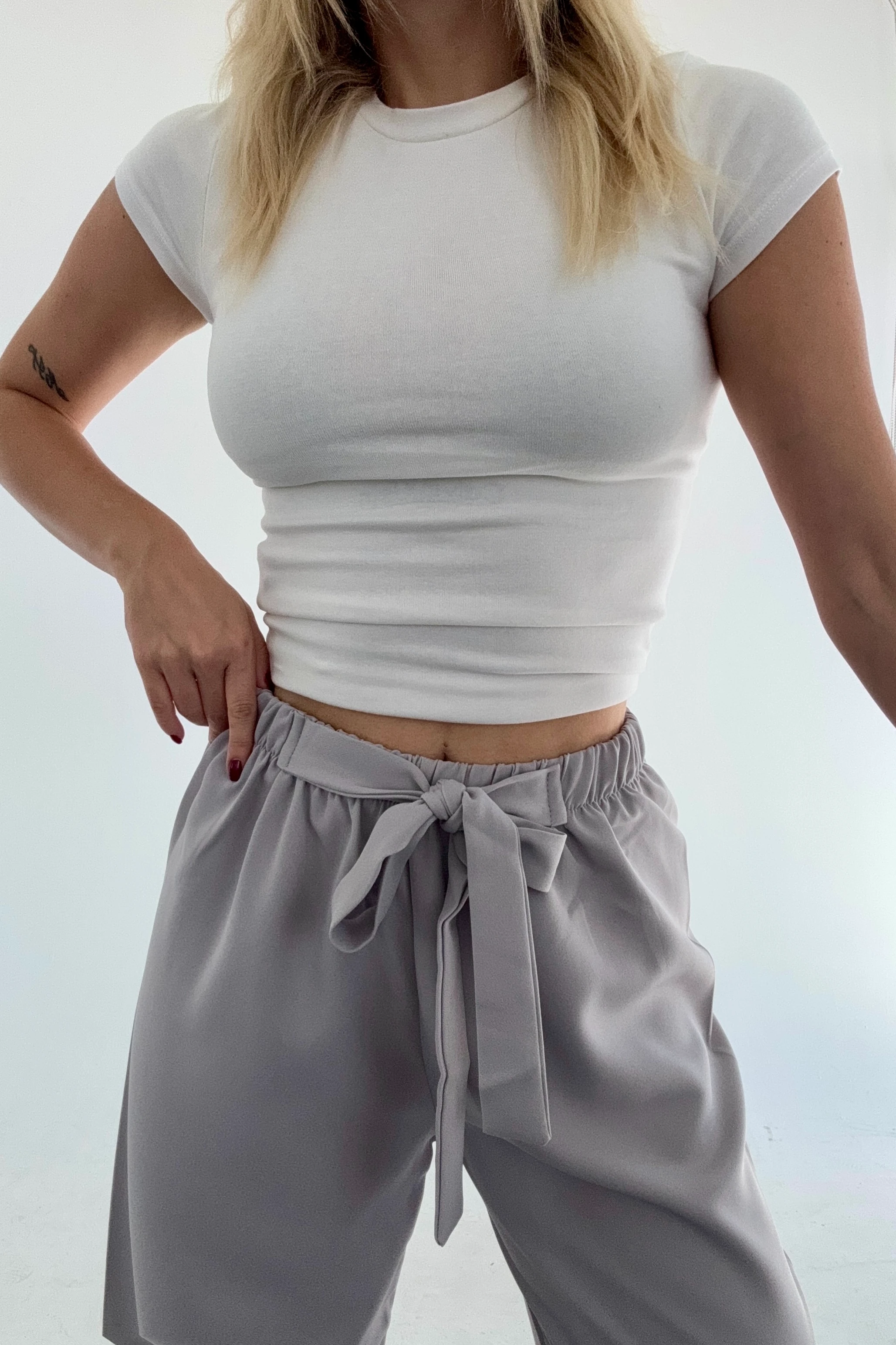 Crep Palazzo Pantolon DB1634 - gri