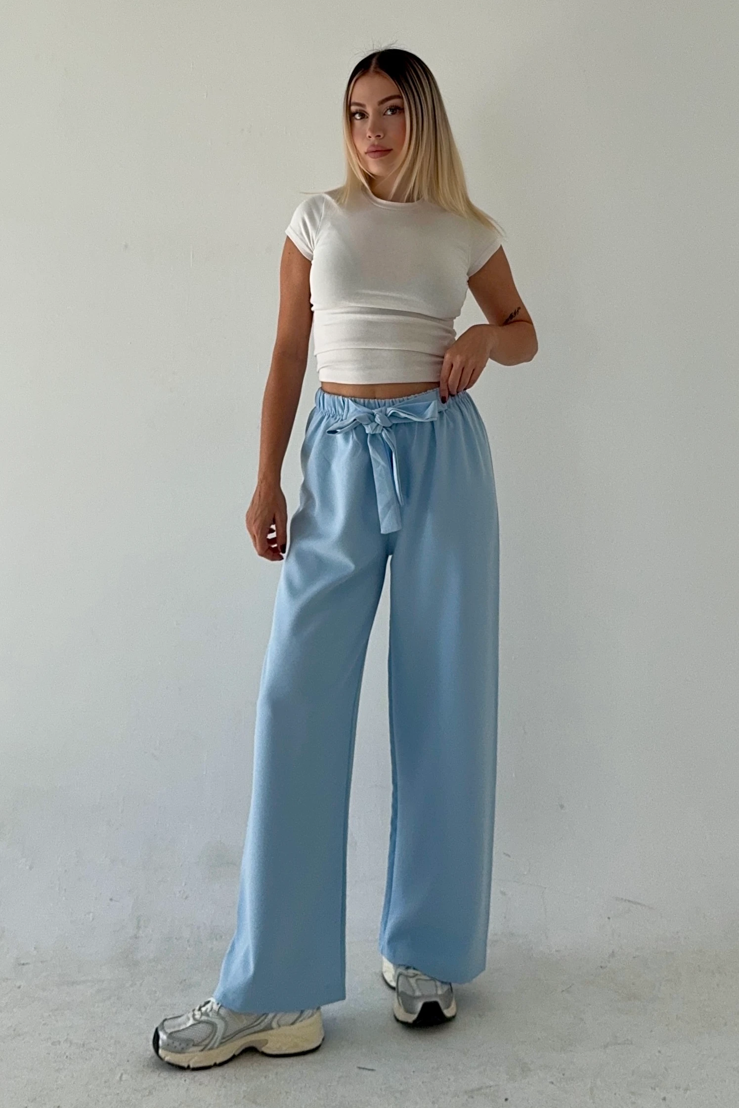 Crep Palazzo Pantolon DB1634 - mavi