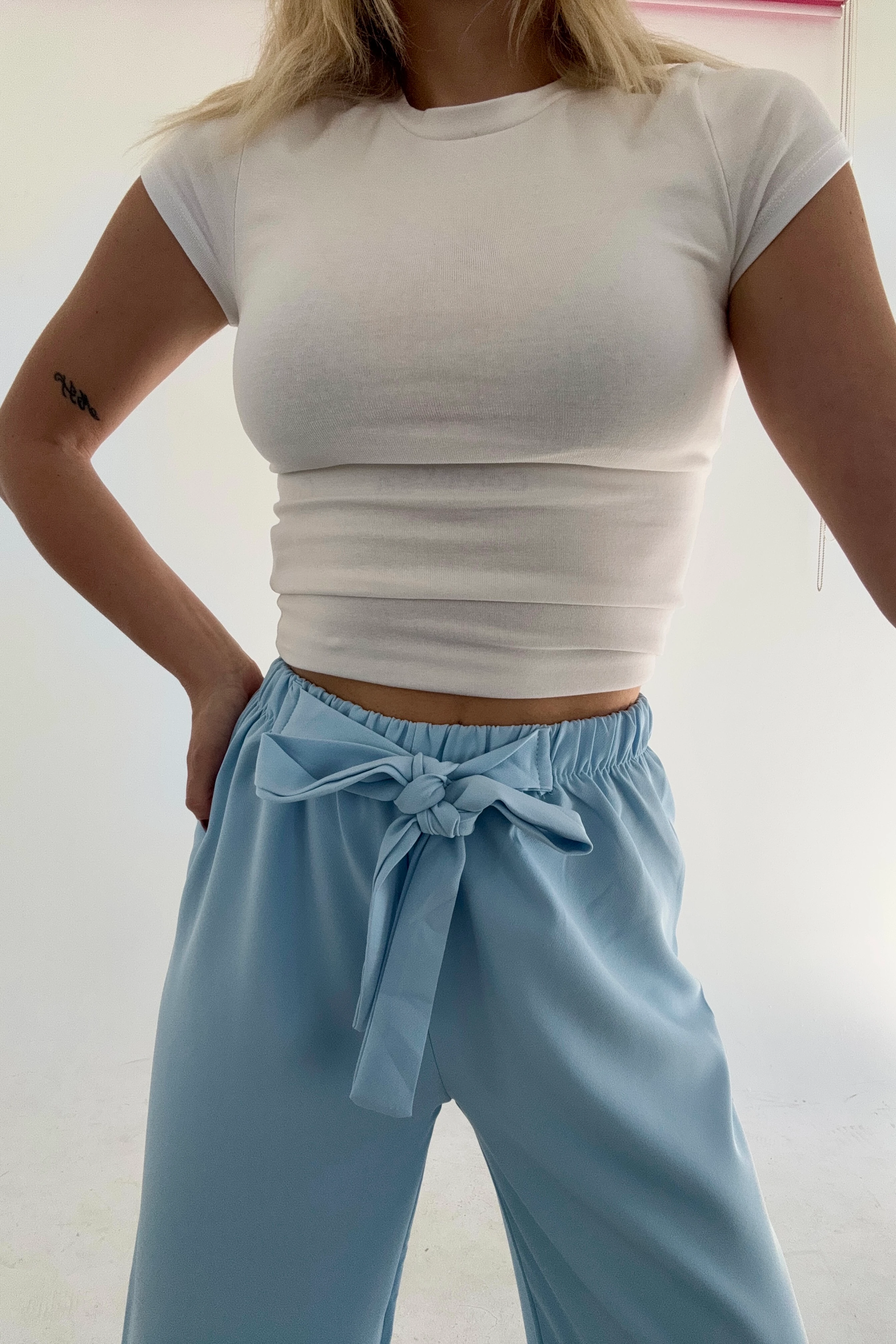 Crep Palazzo Pantolon DB1634 - mavi