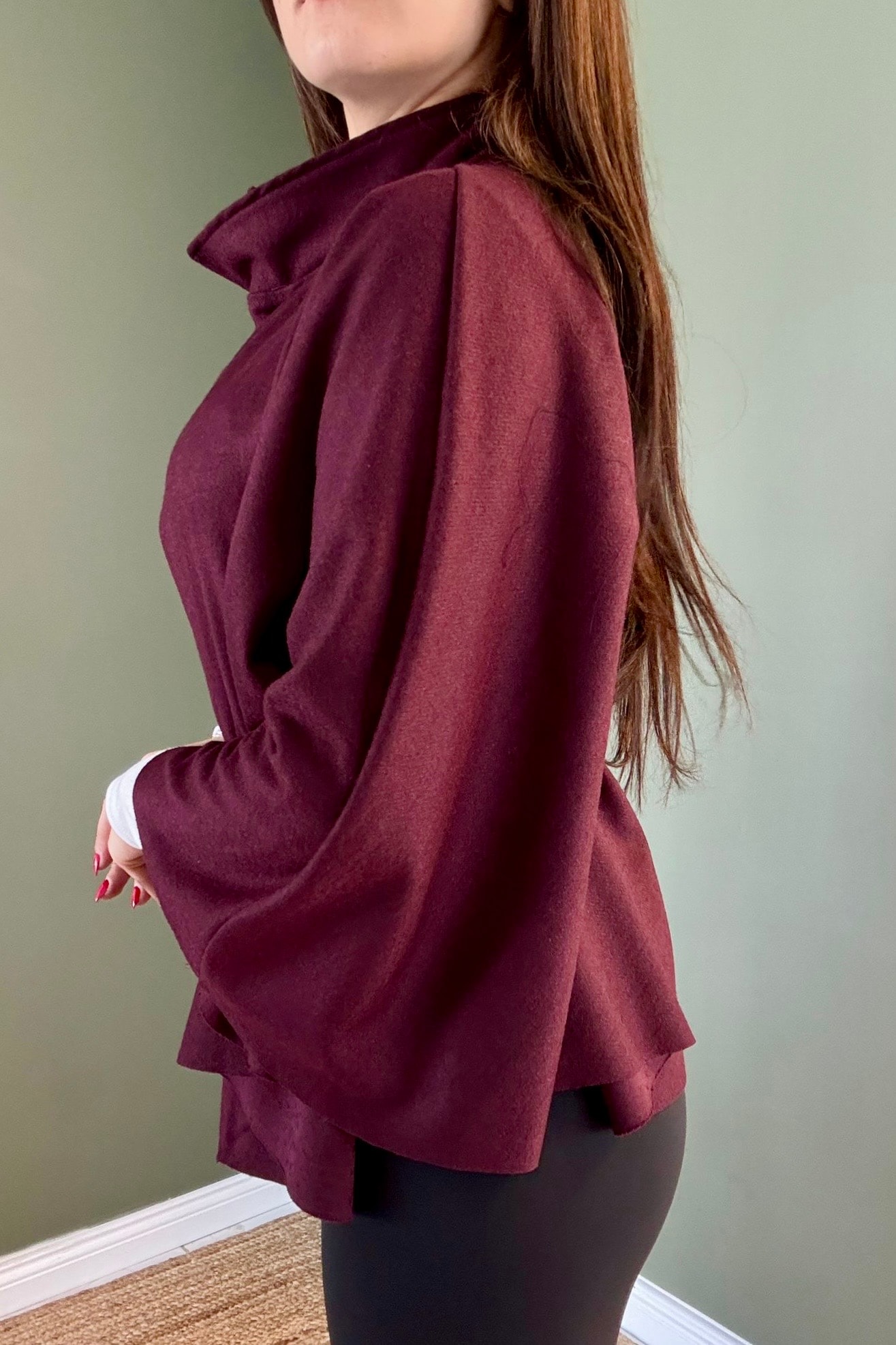 Kaşe Pelerin H8016 - bordo