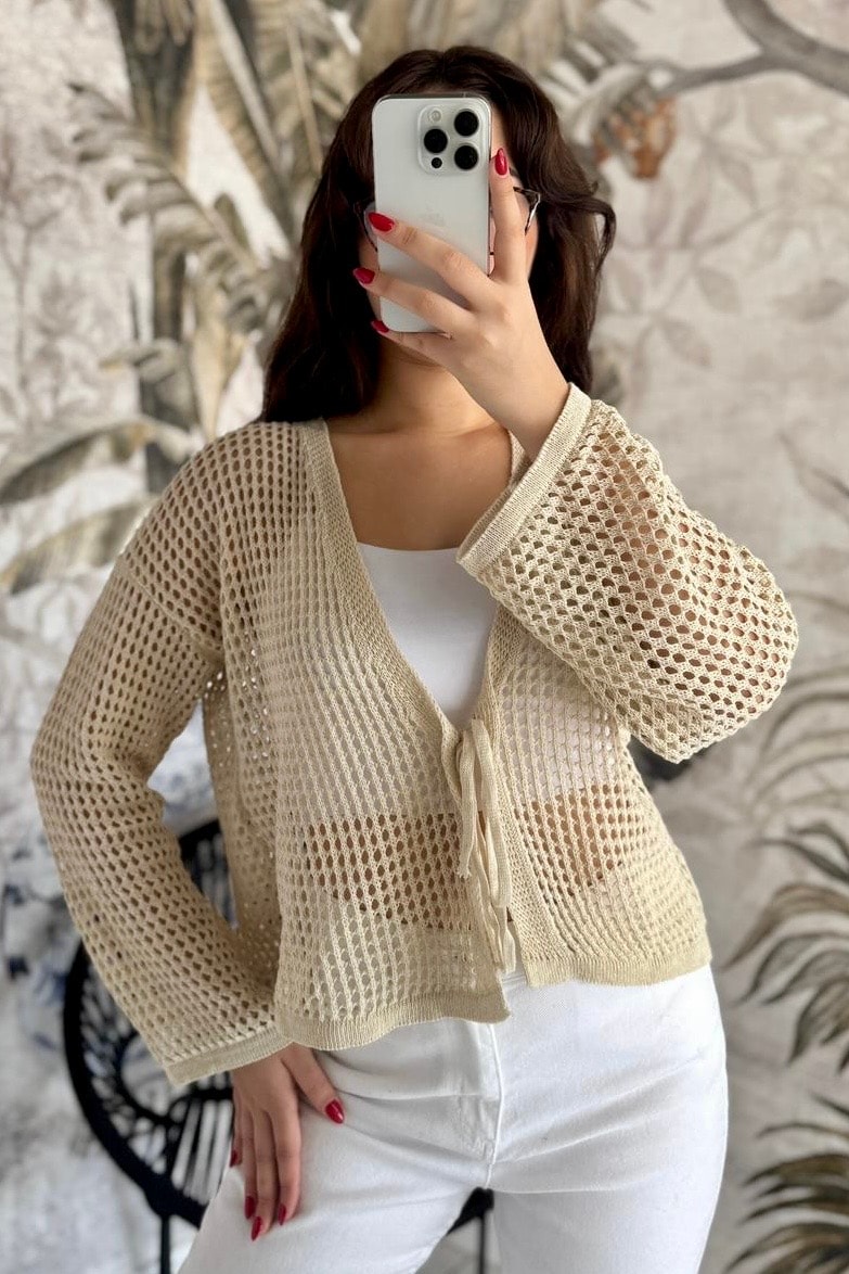 Triko Ceket D5515 - krem