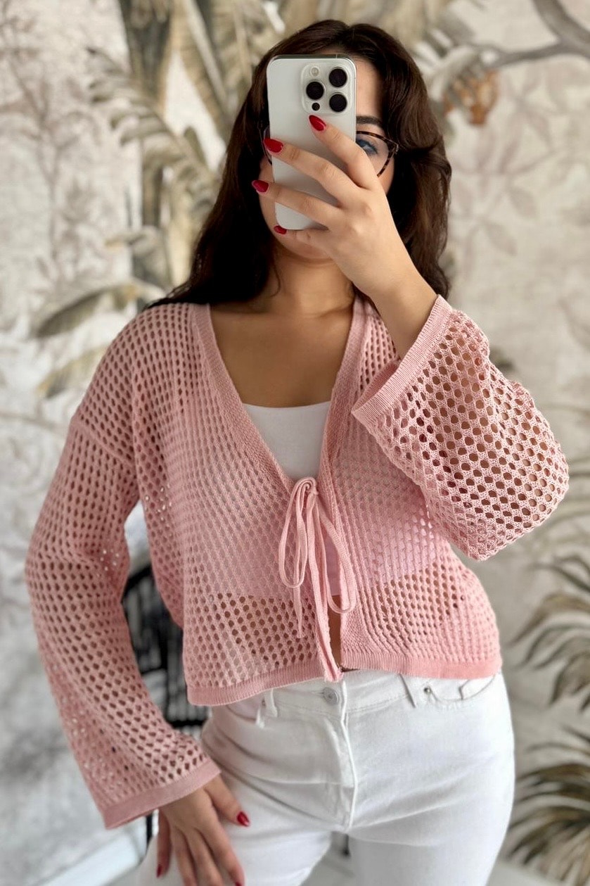 Triko Ceket D5515 - pembe