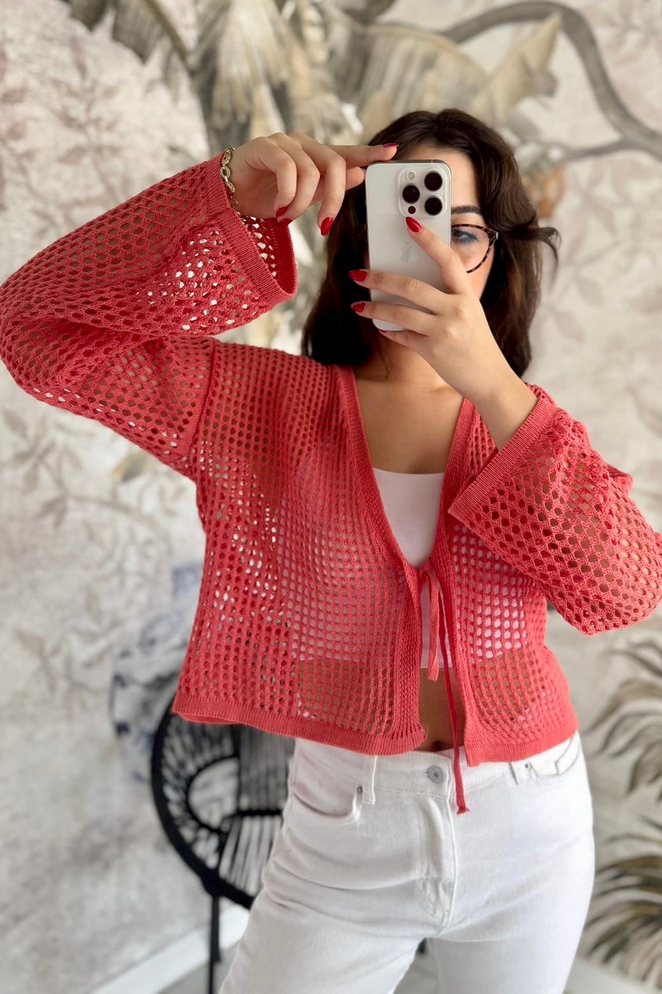 Triko Ceket D5515 - nar çiçeği