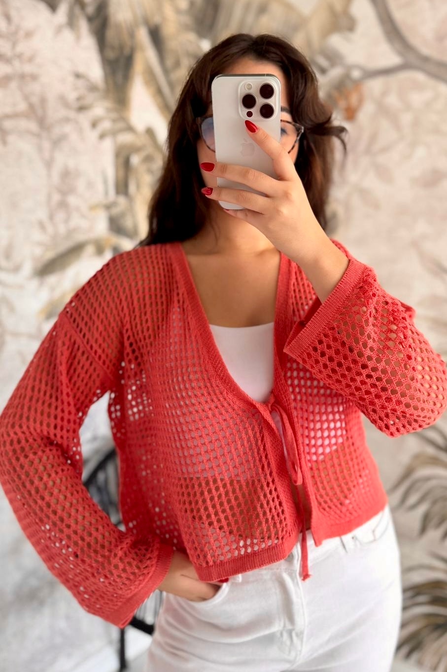 Triko Ceket D5515 - nar çiçeği