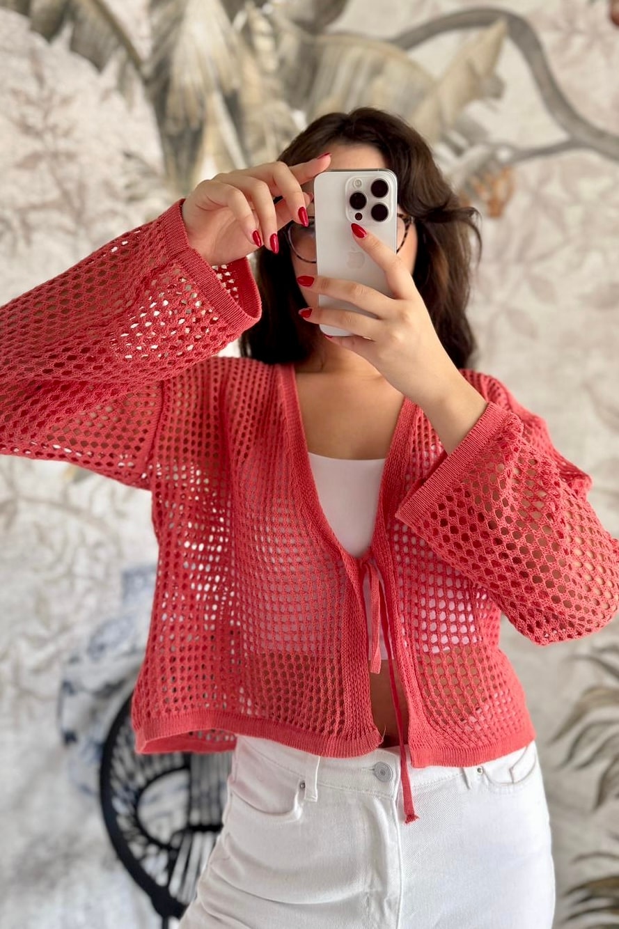 Triko Ceket D5515 - nar çiçeği