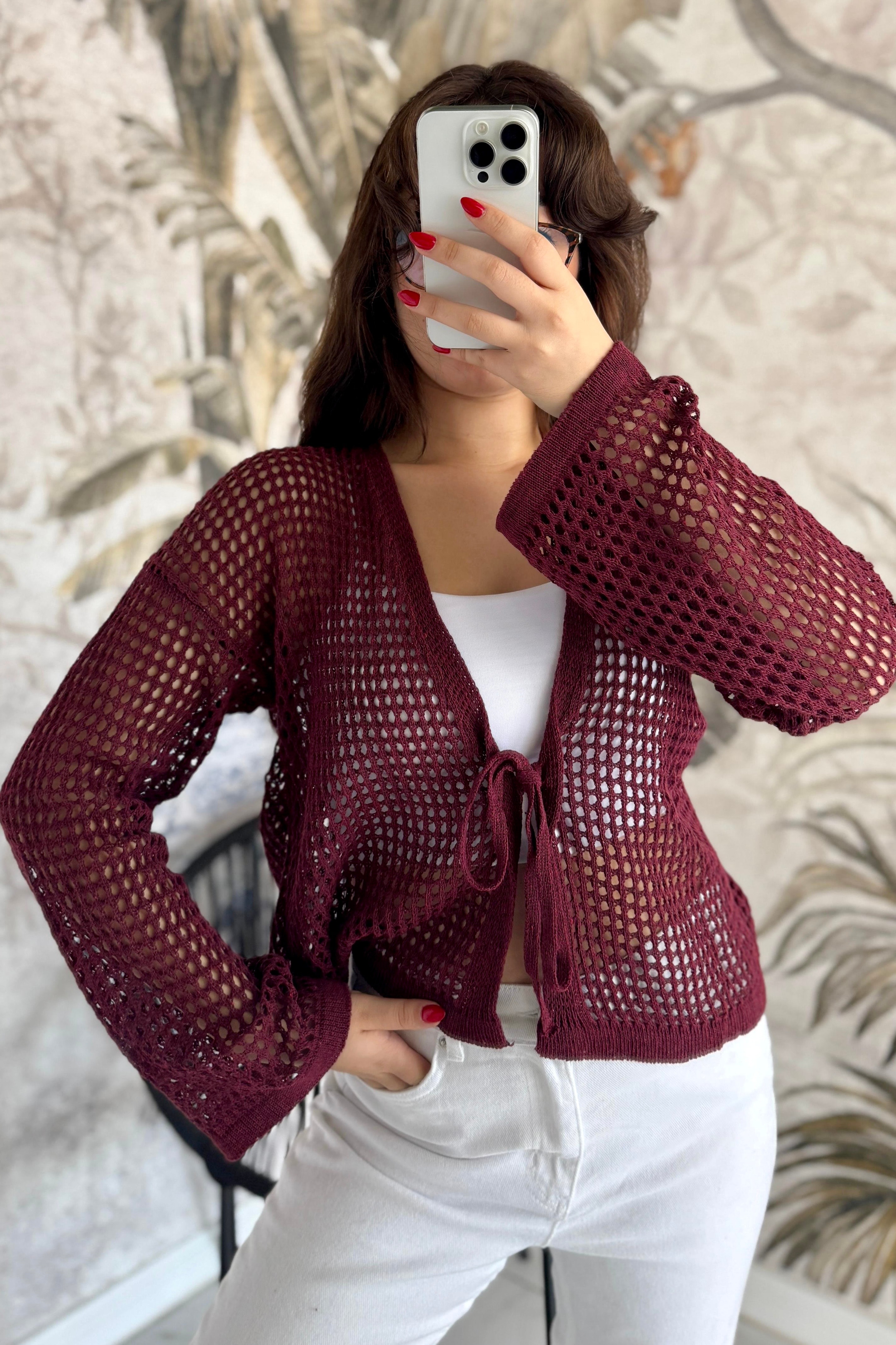 Triko Ceket D5515 - bordo