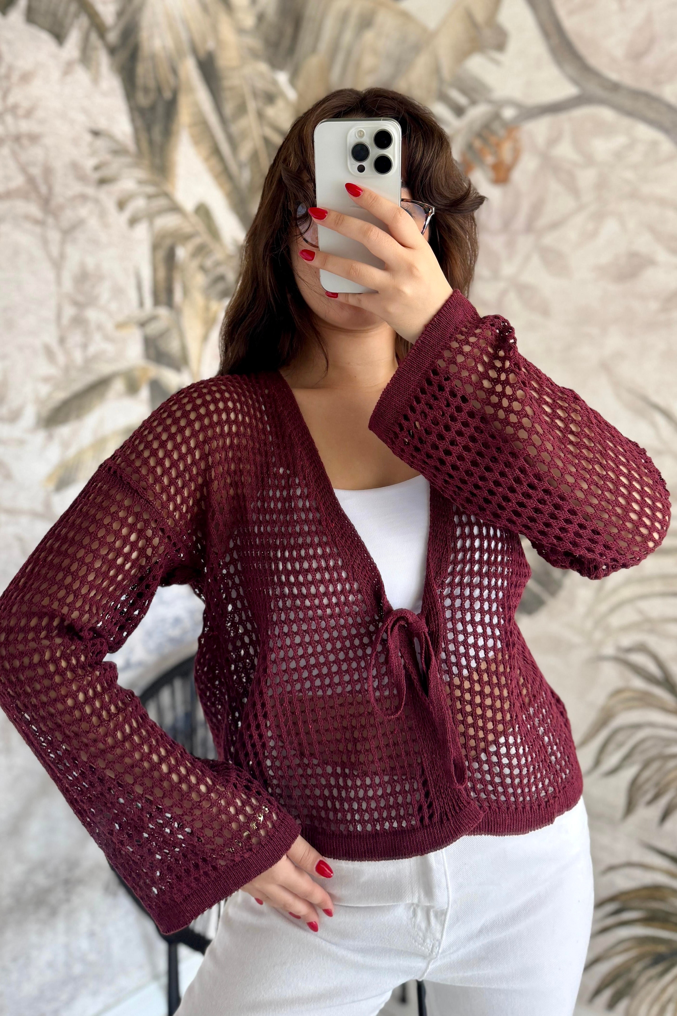 Triko Ceket D5515 - bordo