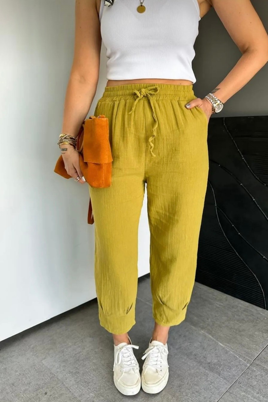 Paça Pensli Müslin Balon Pantolon FG8797 - Olive
