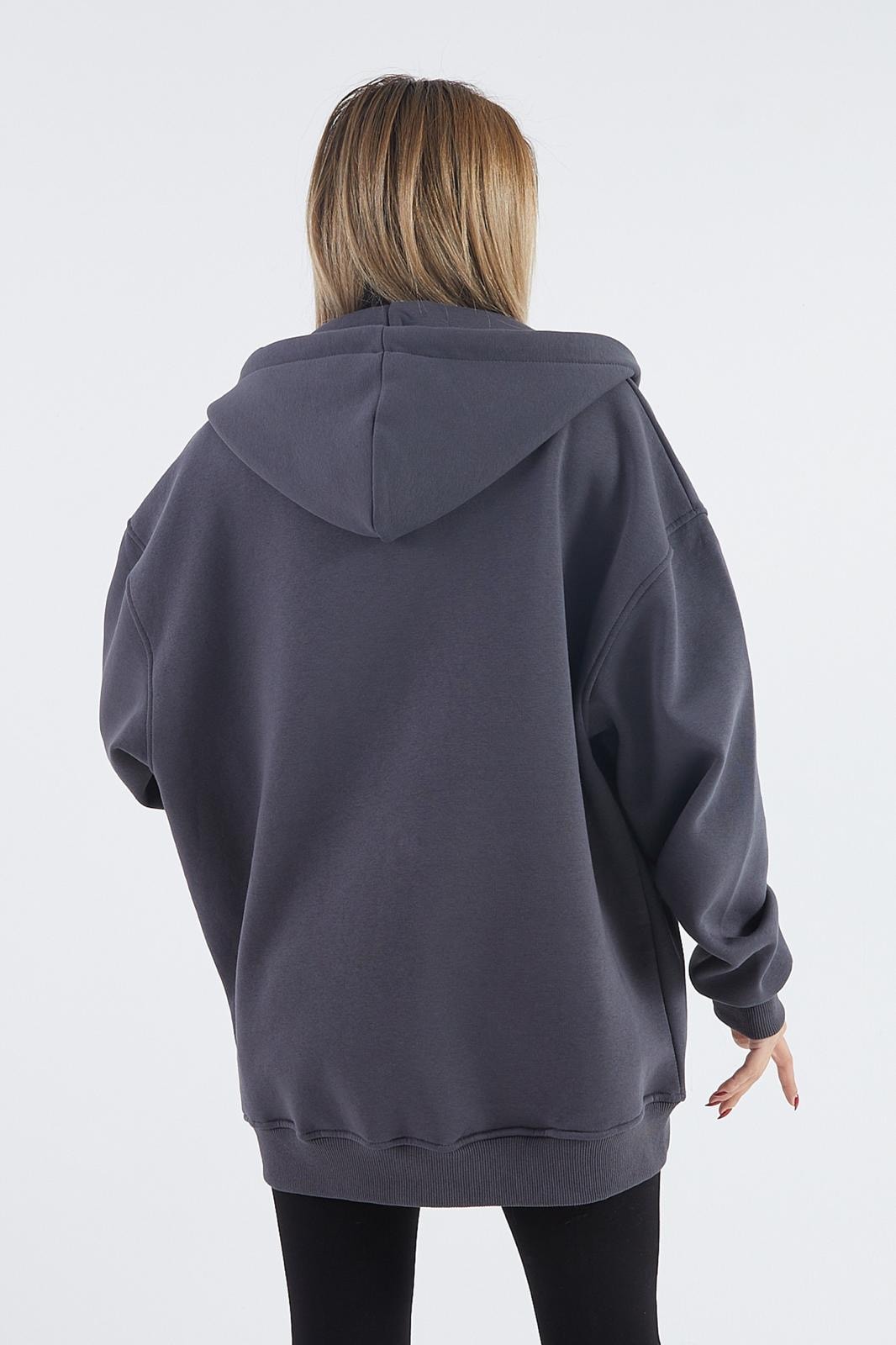 İçi Polarlı Kalın Sweatshirt ZN4545 - antrasit