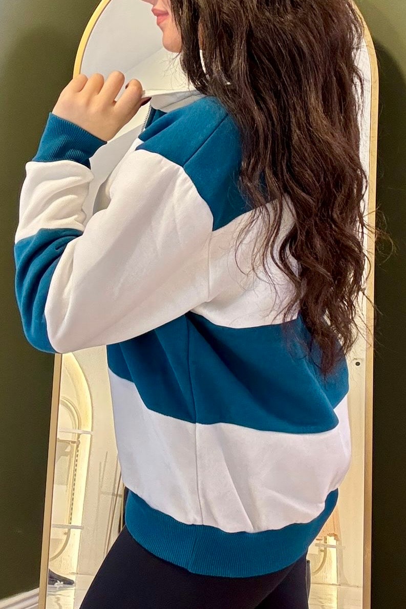 Kalın Çizgili Marin Sweatshirt M3641 - Petrol