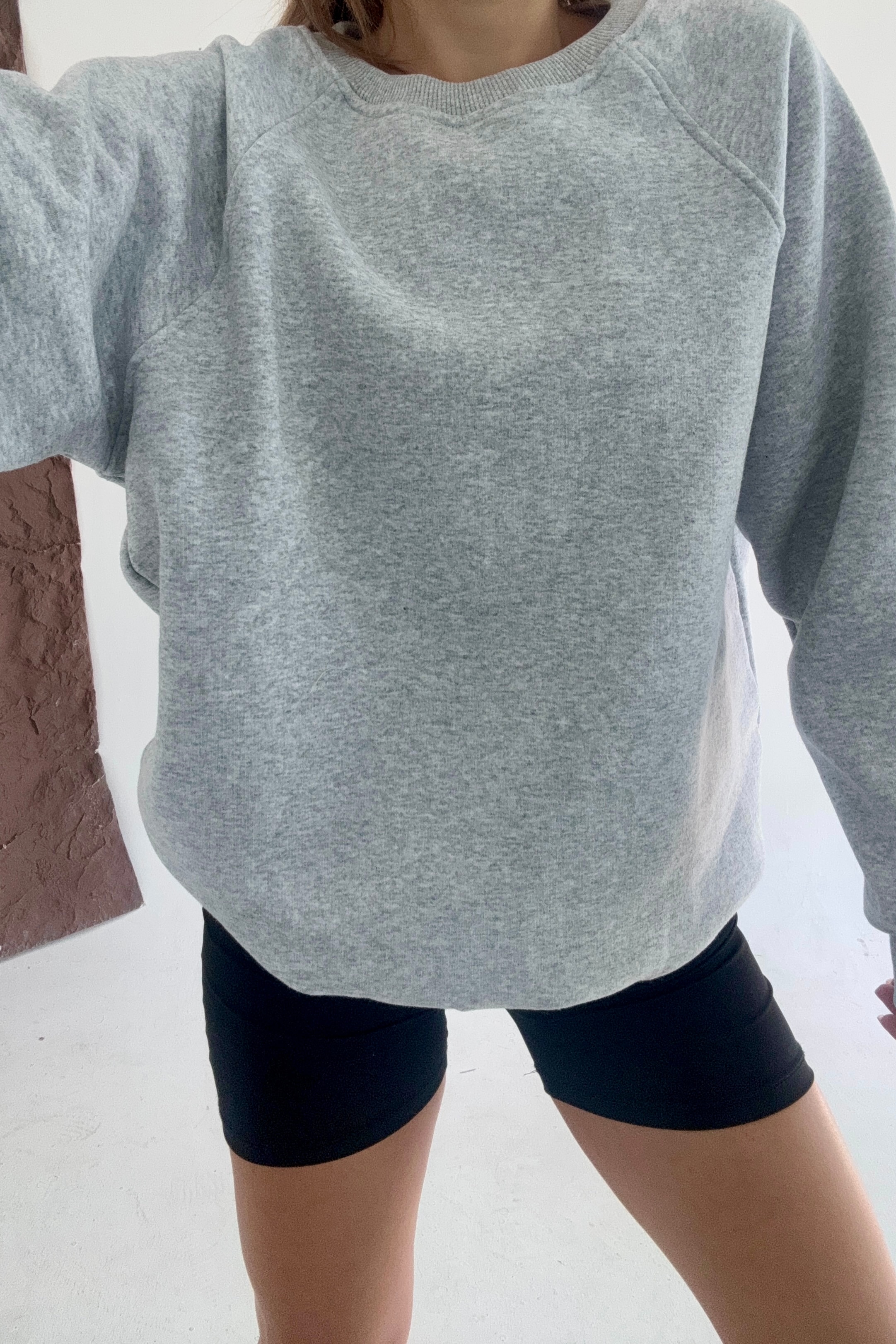İçi Polarlı Kalın Üç İplik Oversize Sweatshirt BB090882 - gri