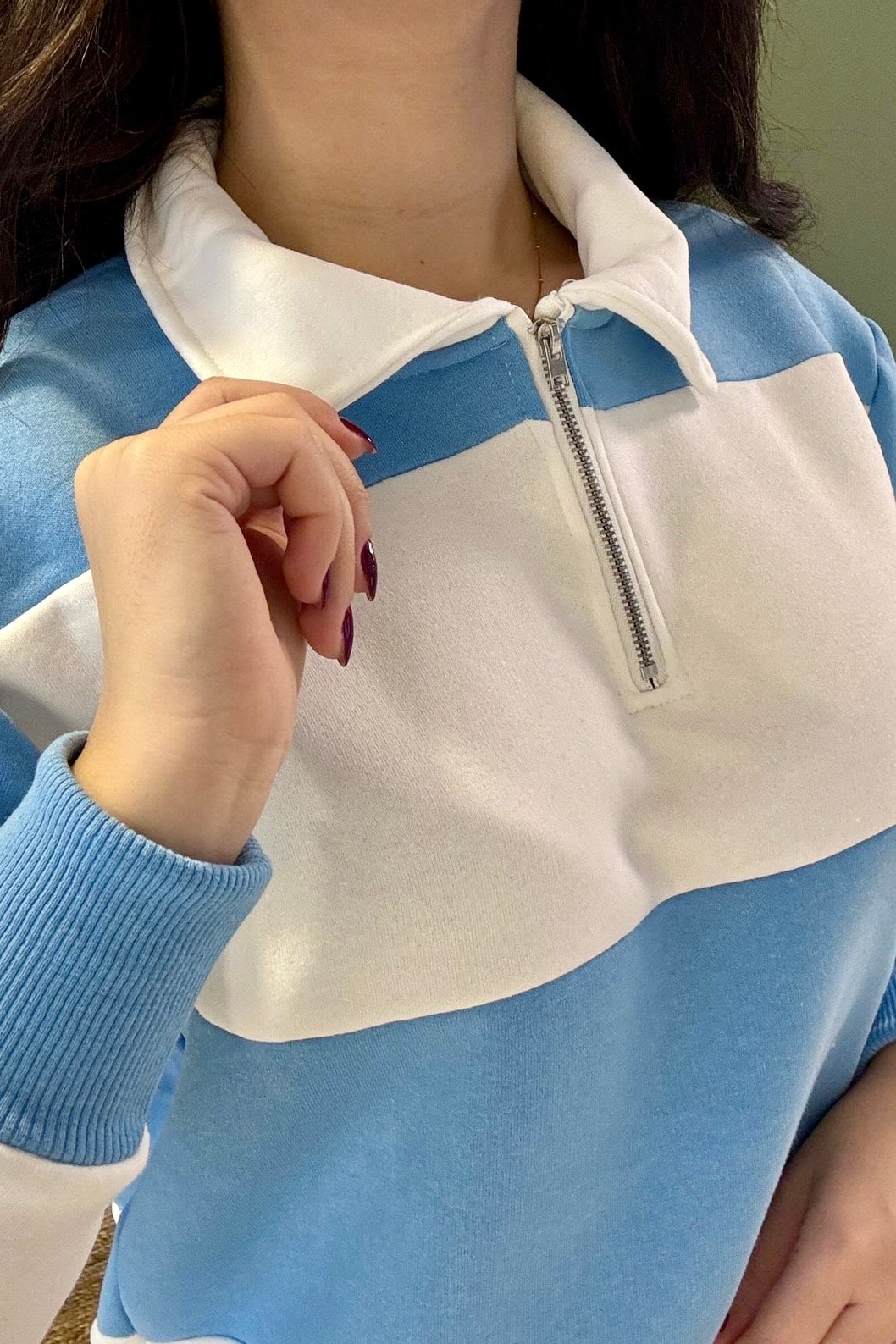 Kalın Çizgili Marin Sweatshirt M3641 - bebe mavi