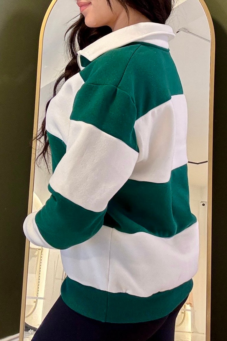 Kalın Çizgili Marin Sweatshirt M3641 - yeşil