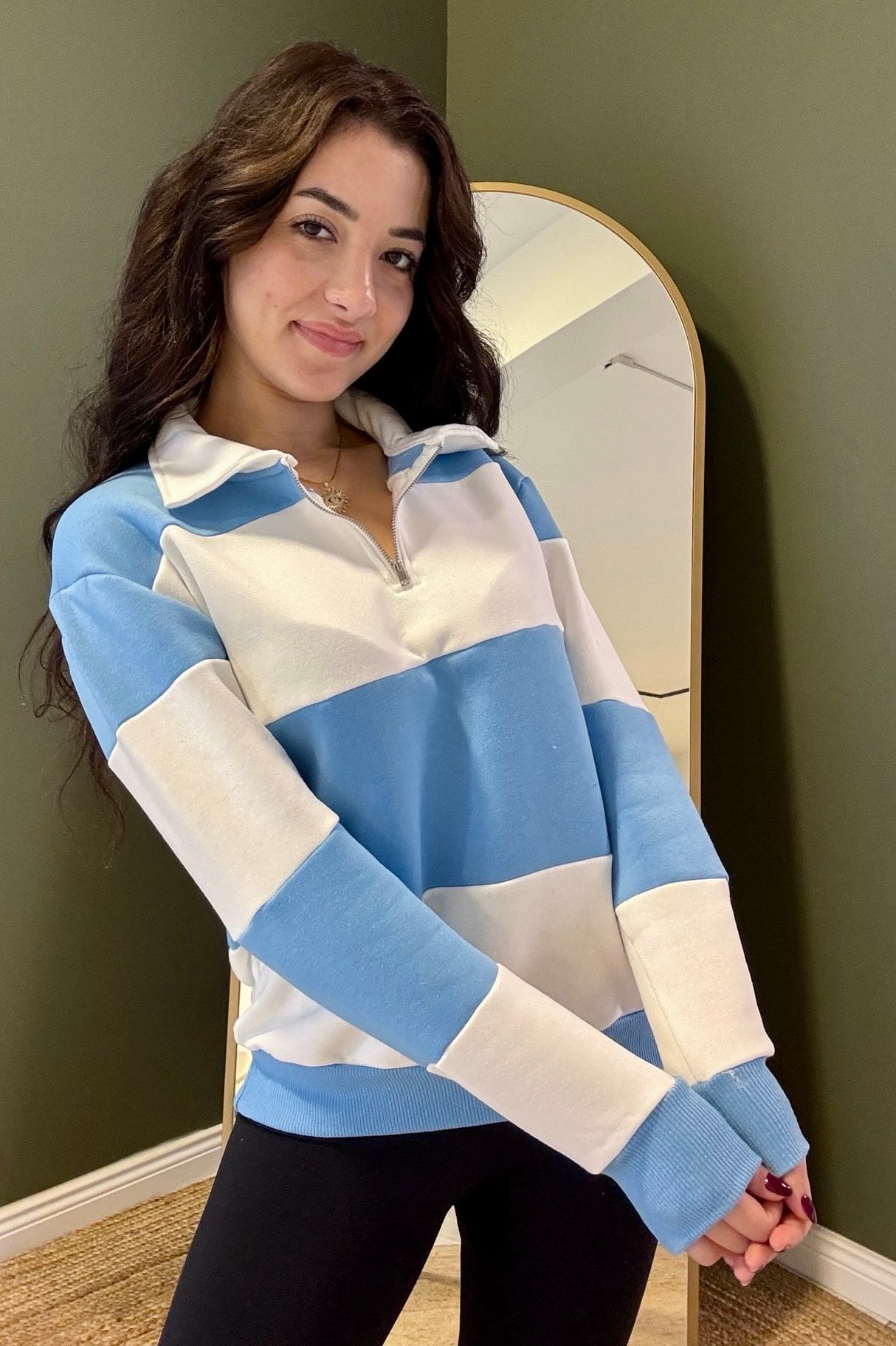 Kalın Çizgili Marin Sweatshirt M3641 - bebe mavi