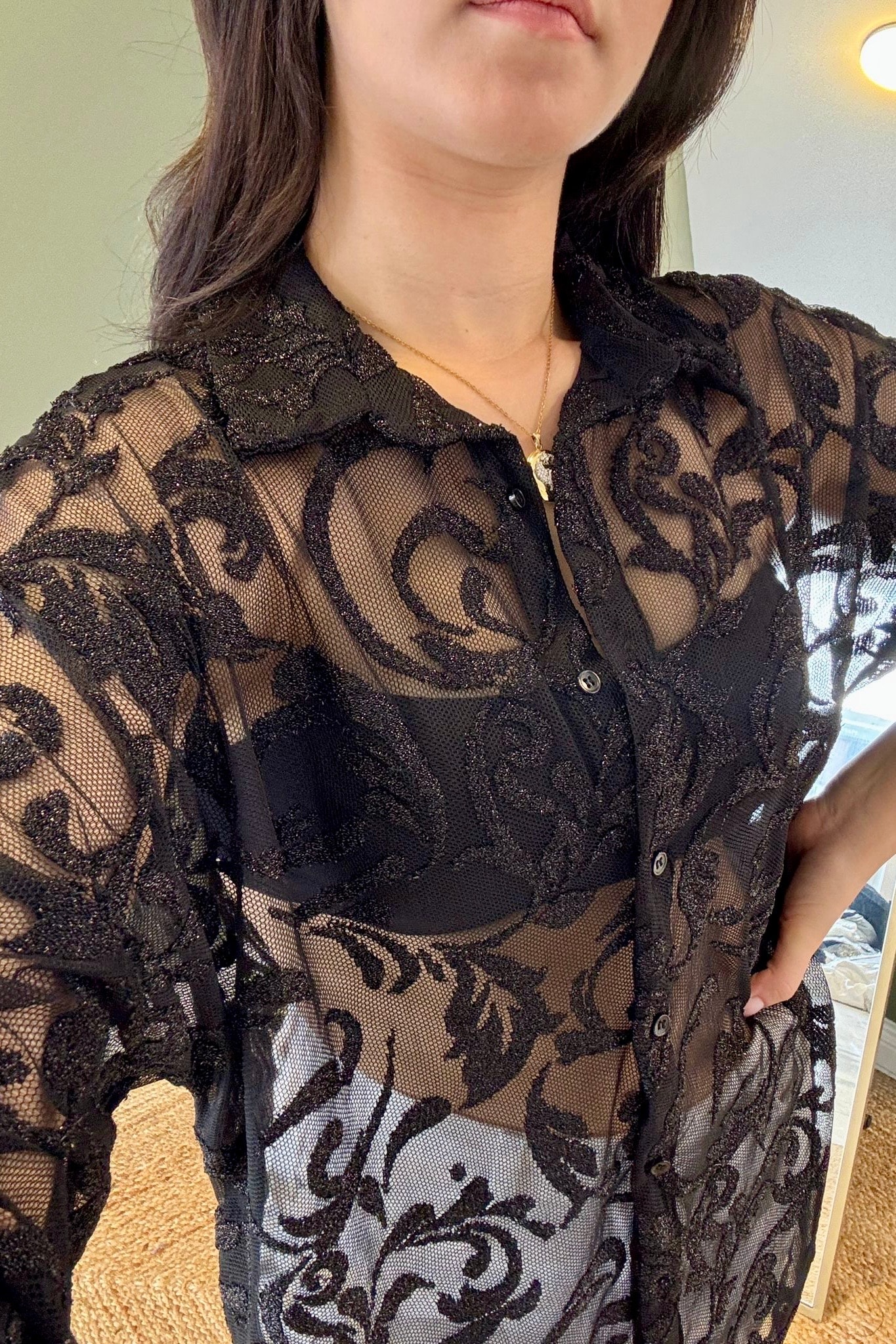Özel Seri Dantel Gömlek G8332 - siyah
