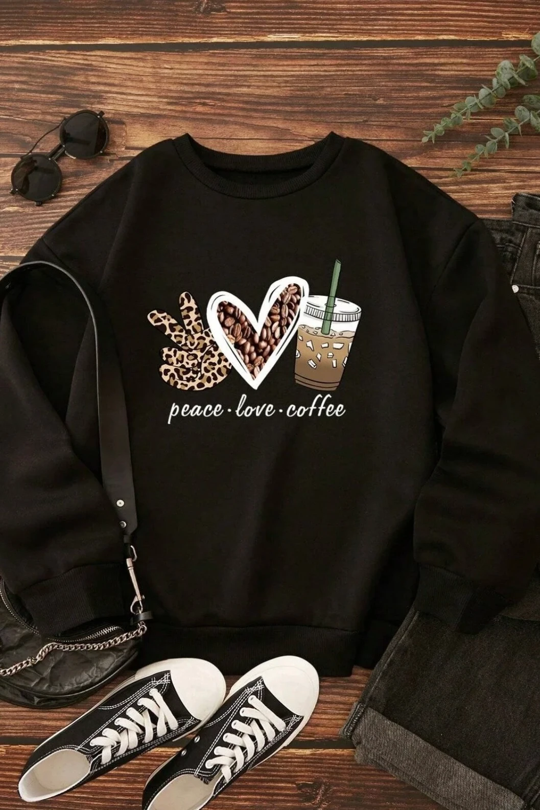 İçi Polarlı Baskılı Sweatshirt T6034